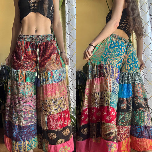MULTICOLOR FUNKY WIDE LEG BOHO PANTS
