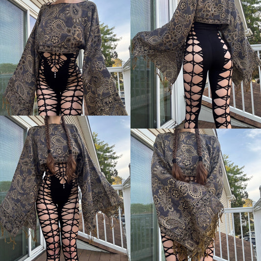 BROWN PAISLEY FLOWY PASHMINA TOP