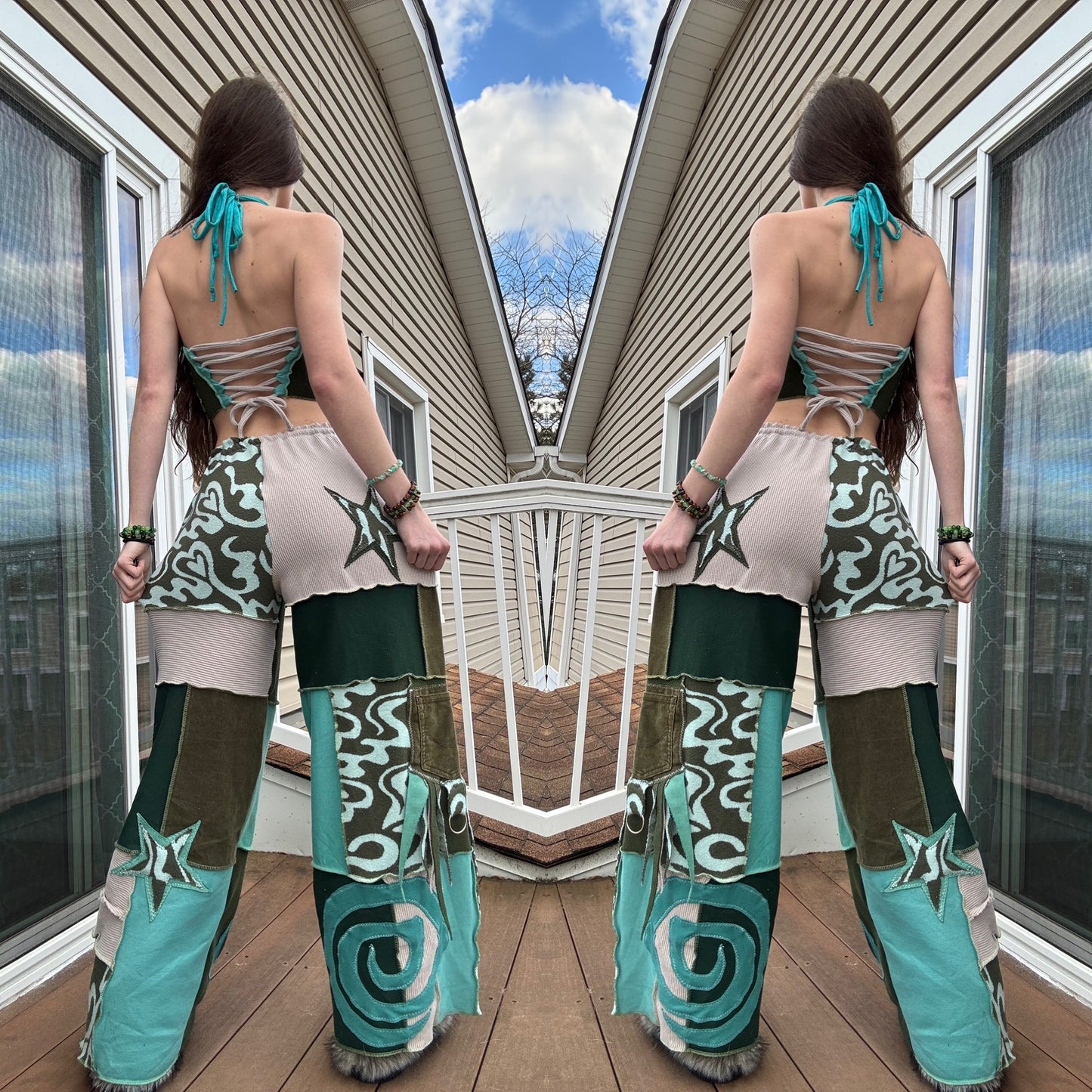 UPCYCLED PATCHWORK PANTS SET - 3 PIECE SET