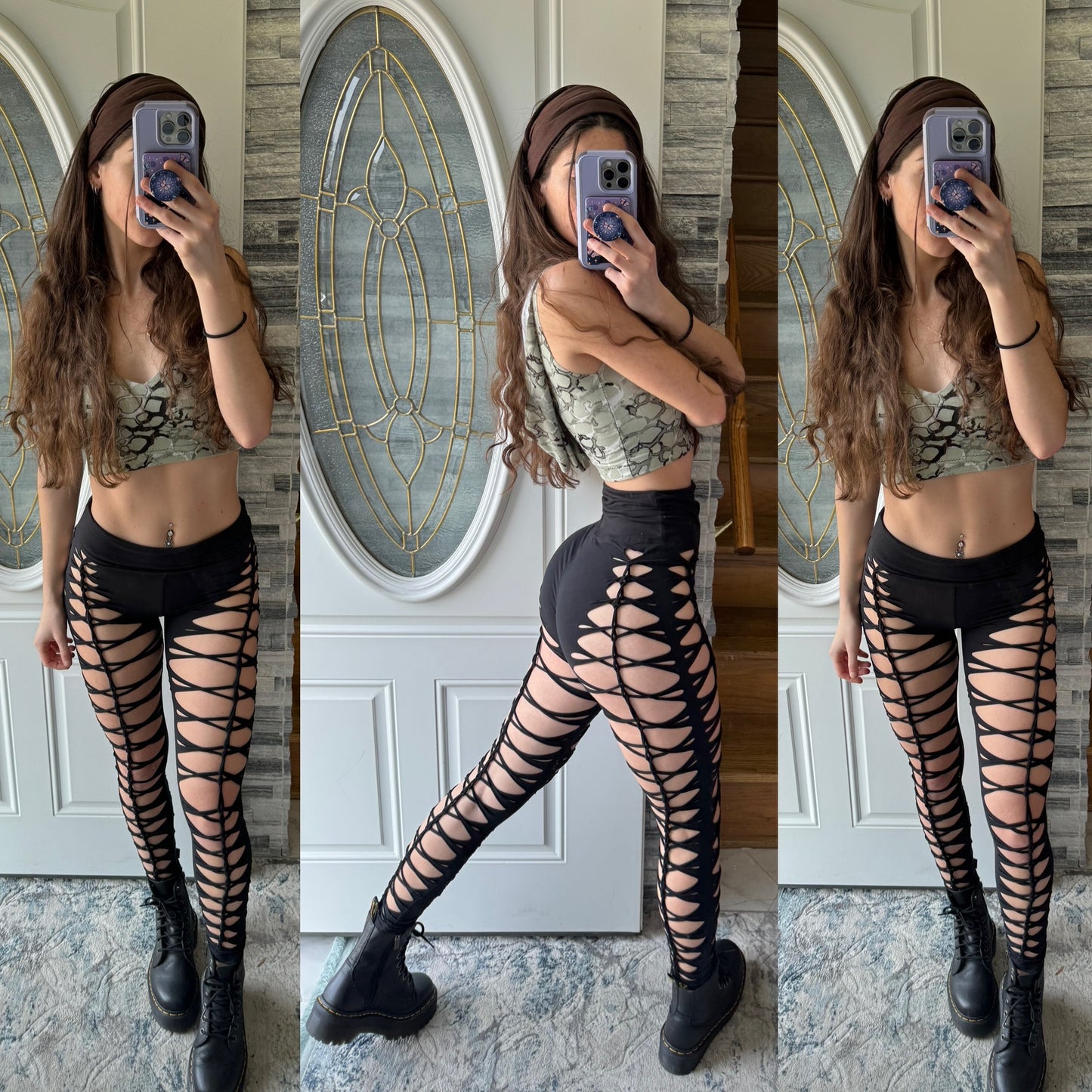 Black buttery soft braided leggings - Sunshine Vintage