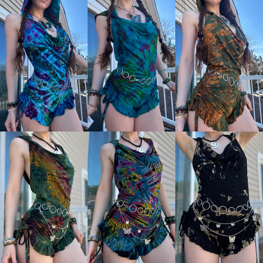 HOODED TIE DYE FAIRY ROMPER