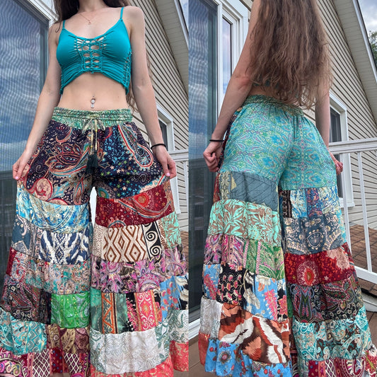 PATTERNED FUNKY WIDE LEG BOHO PANTS