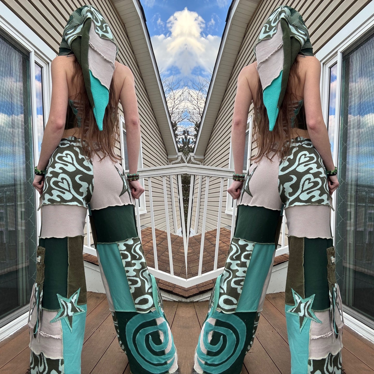 UPCYCLED PATCHWORK PANTS SET - 3 PIECE SET