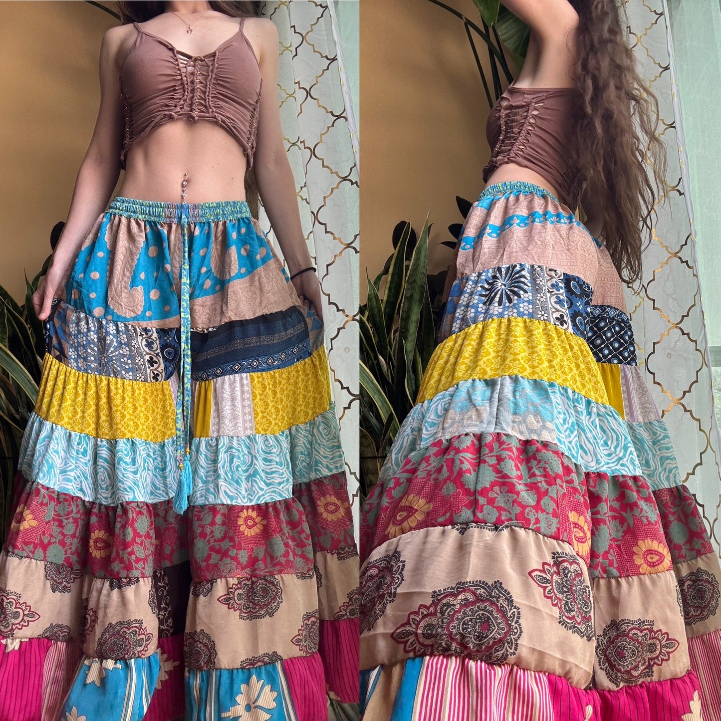 BLUE TONES FUNKY WIDE LEG BOHO PANTS