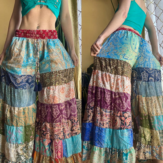 LIGHT BLUE FUNKY WIDE LEG BOHO PANTS