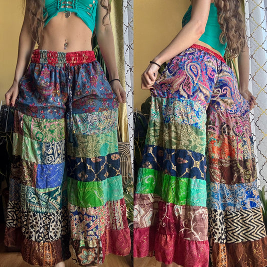COTTON CANDY PAISLEY FUNKY WIDE LEG BOHO PANTS