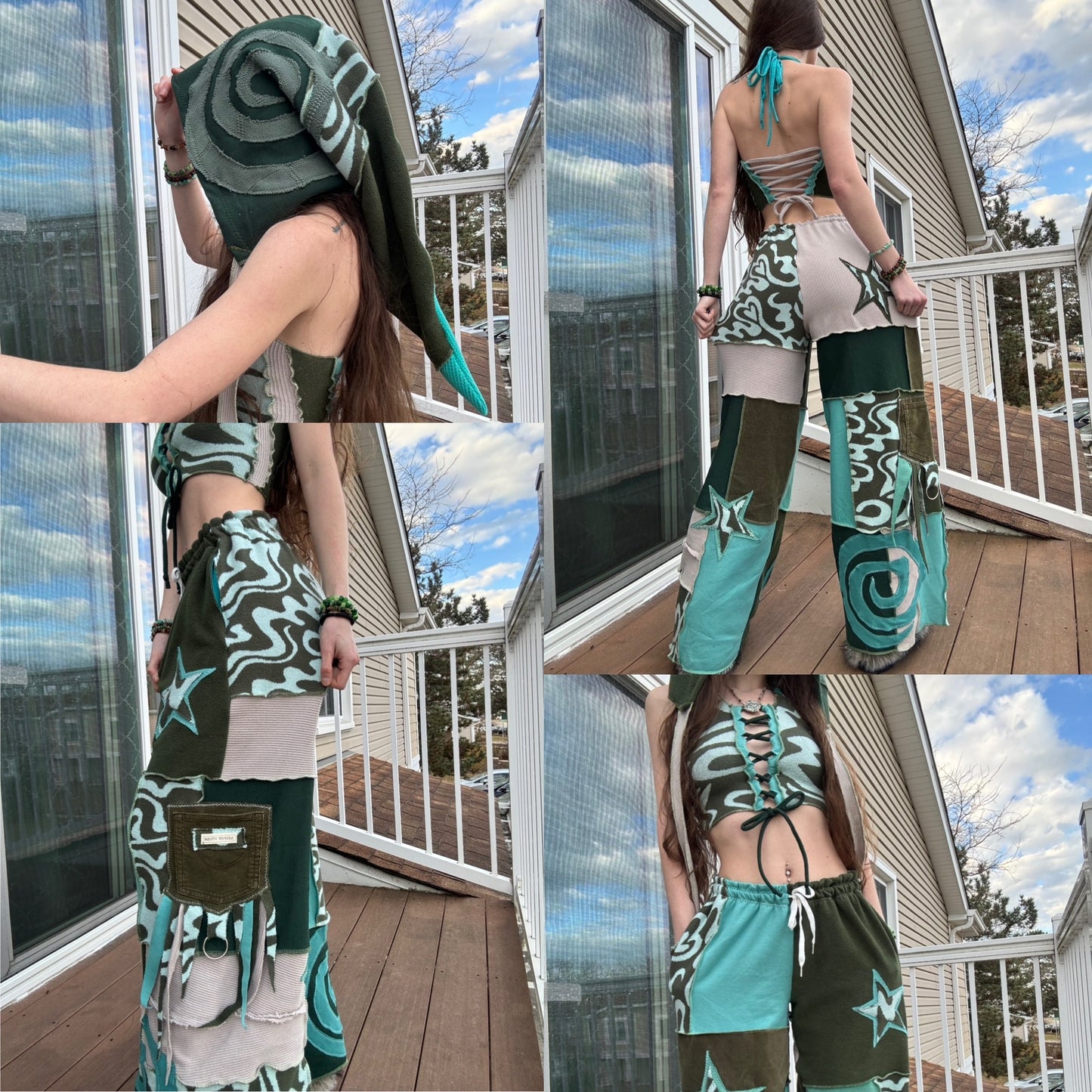UPCYCLED PATCHWORK PANTS SET - 3 PIECE SET