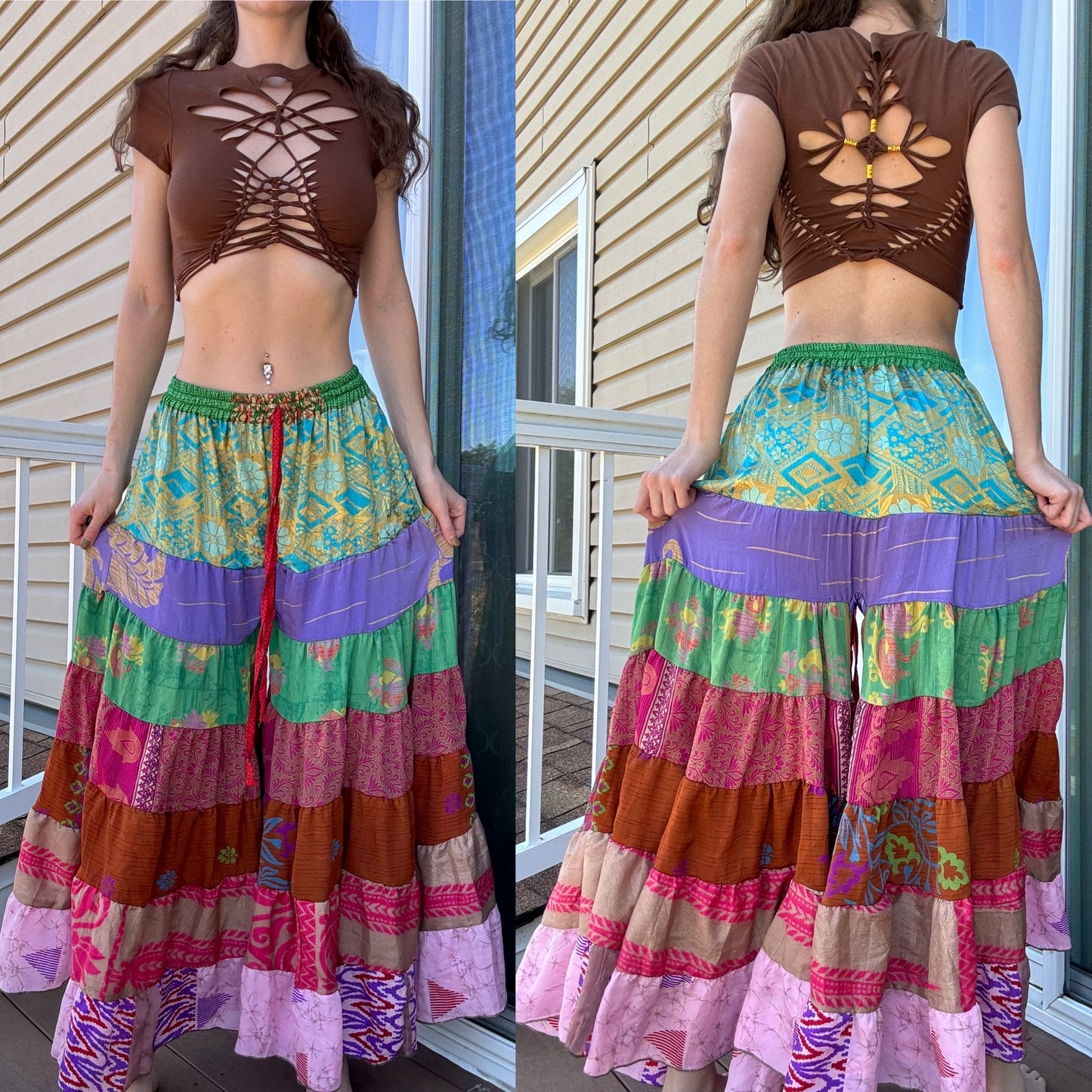 CHOCOLATE BROWN BRAIDED CROPPED TEE