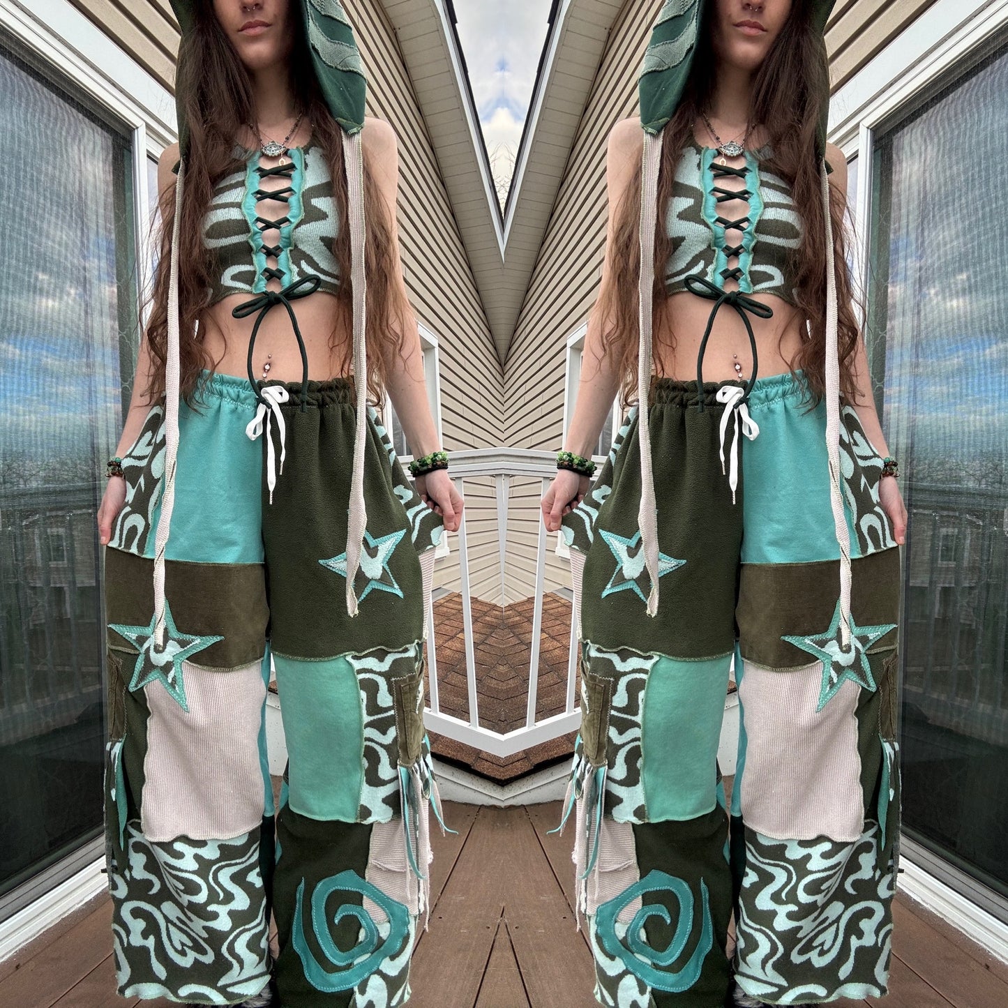 UPCYCLED PATCHWORK PANTS SET - 3 PIECE SET
