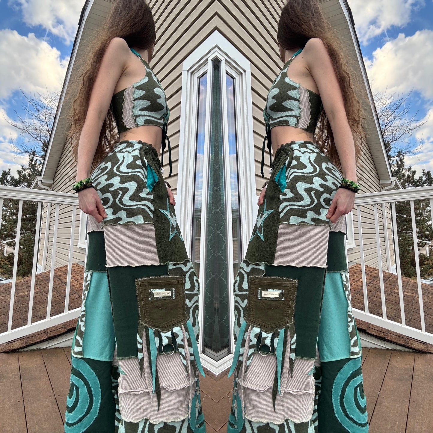 UPCYCLED PATCHWORK PANTS SET - 3 PIECE SET