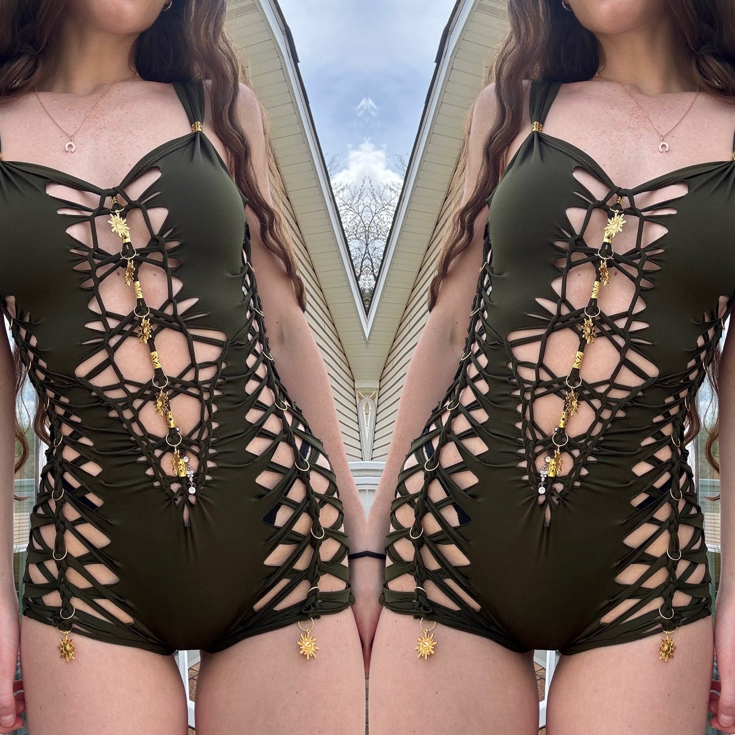 OLIVE GREEN BRAIDED ROMPER