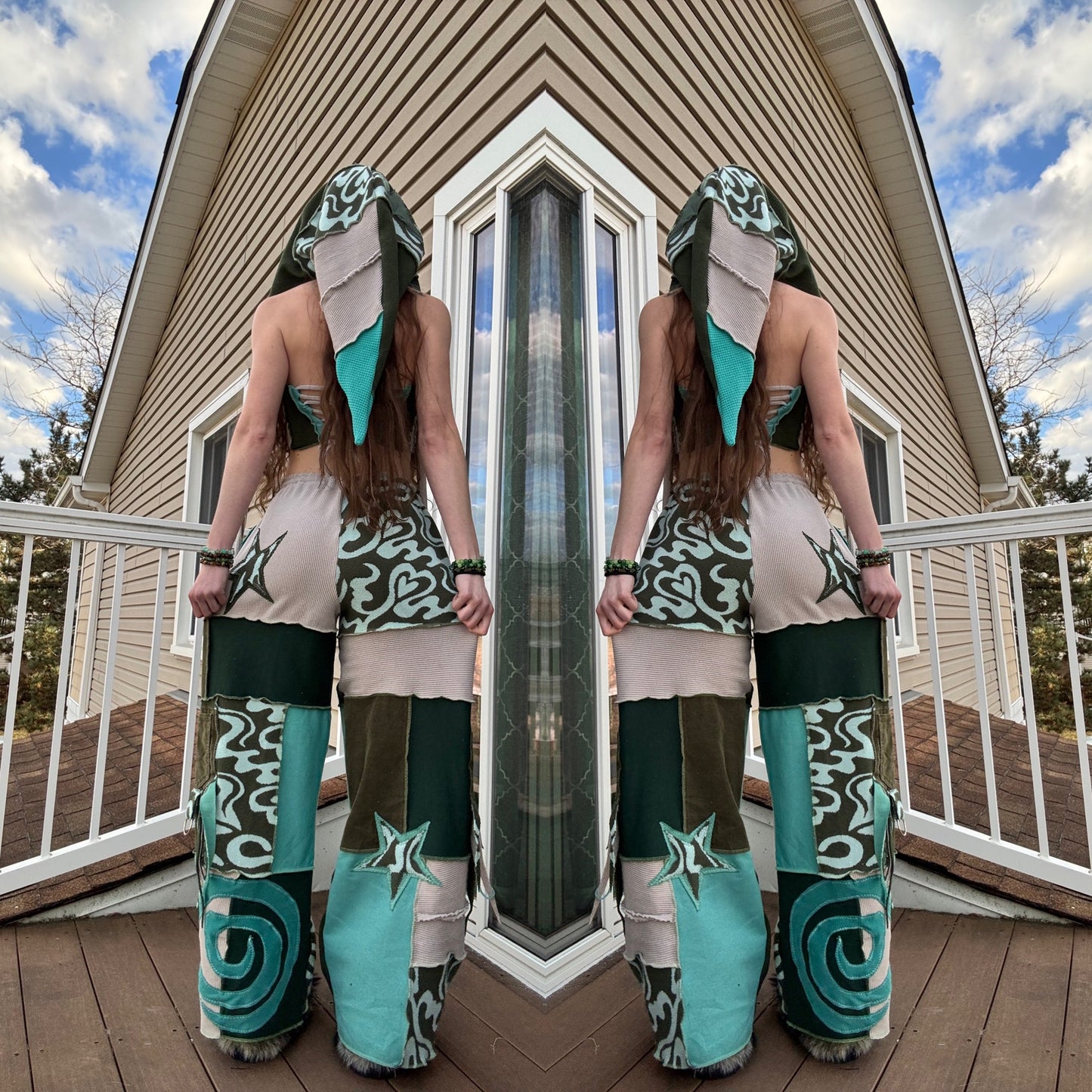 UPCYCLED PATCHWORK PANTS SET - 3 PIECE SET