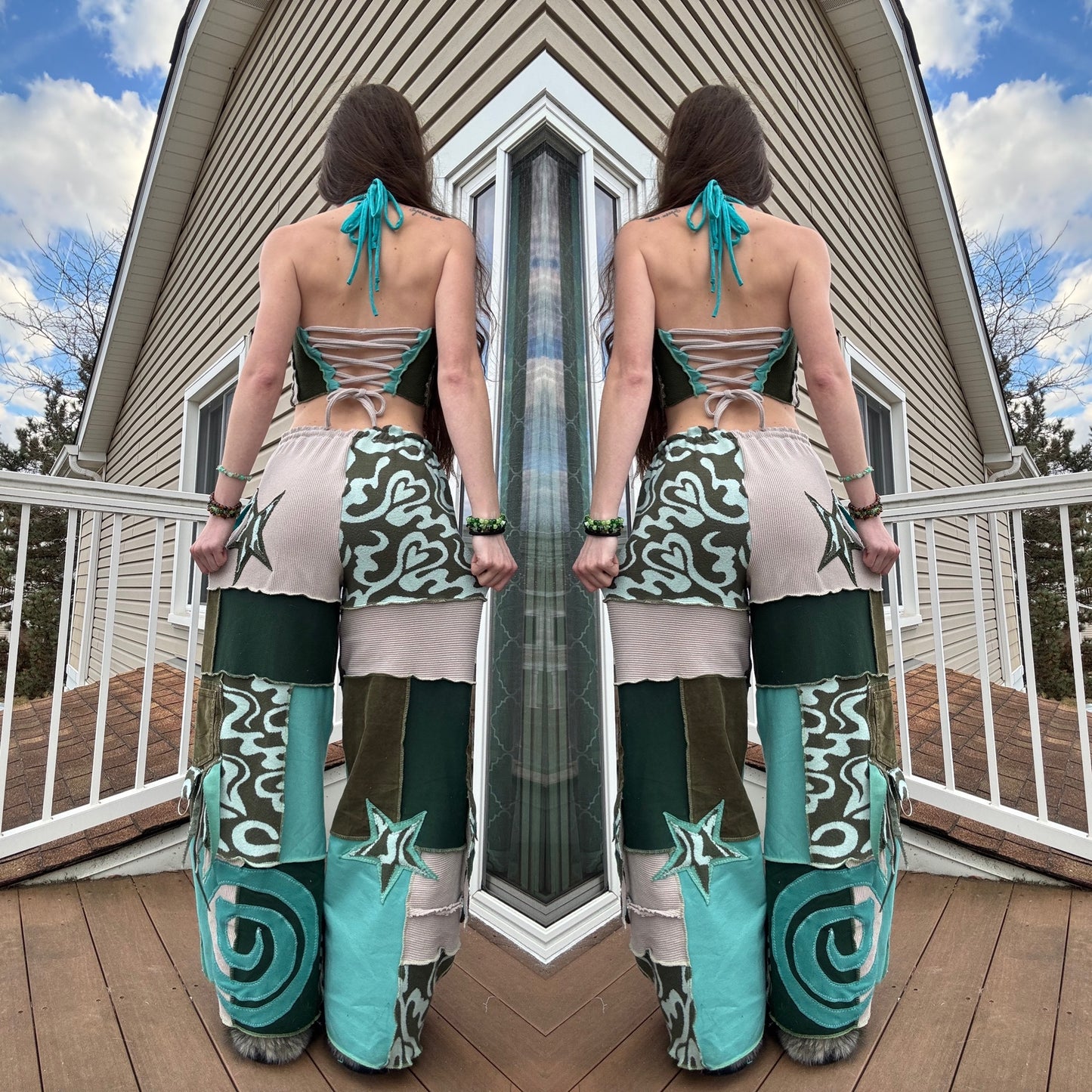 UPCYCLED PATCHWORK PANTS SET - 3 PIECE SET