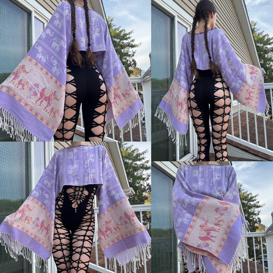PURPLE FLOWY PASHMINA TOP