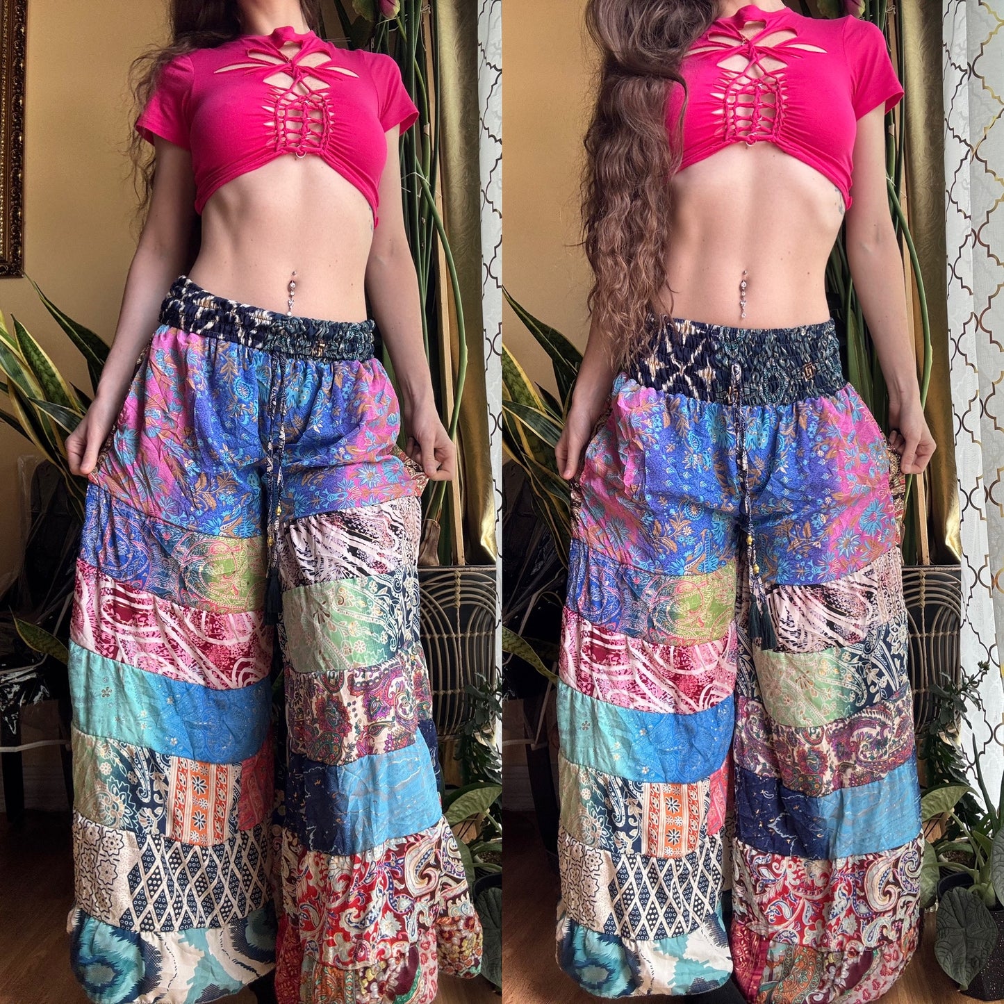 COTTON CANDY FUNKY WIDE LEG BOHO PANTS