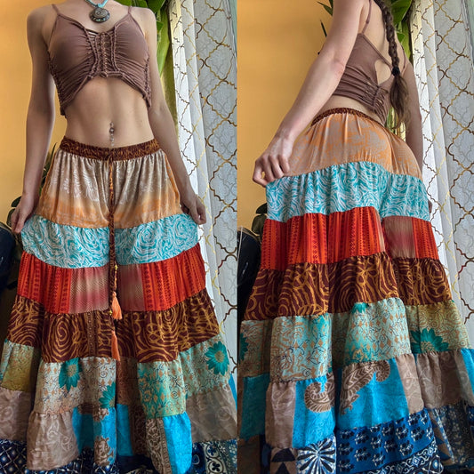 PEACHY TONES FUNKY WIDE LEG BOHO PANTS