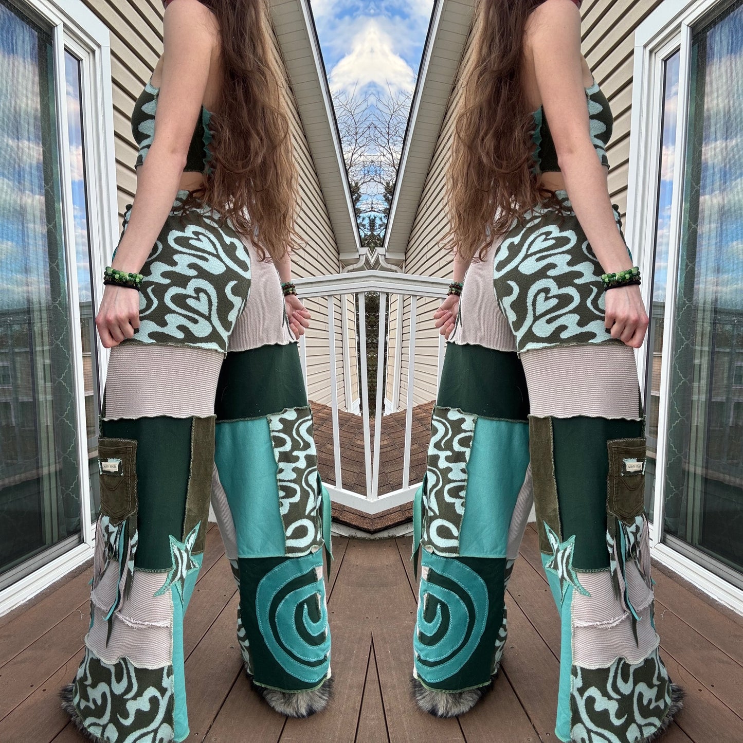 UPCYCLED PATCHWORK PANTS SET - 3 PIECE SET