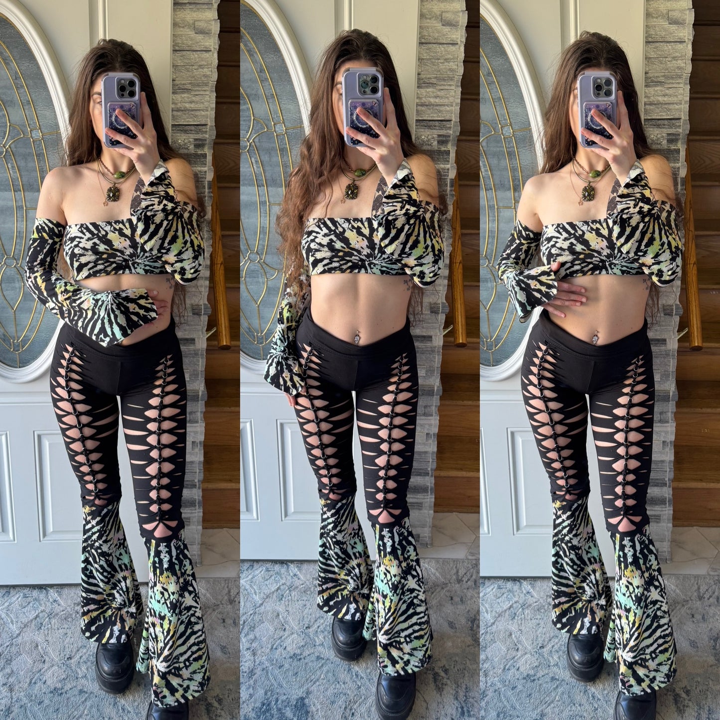 TIE DYE BRAIDED UPCYCLED 4 PIECE SET
