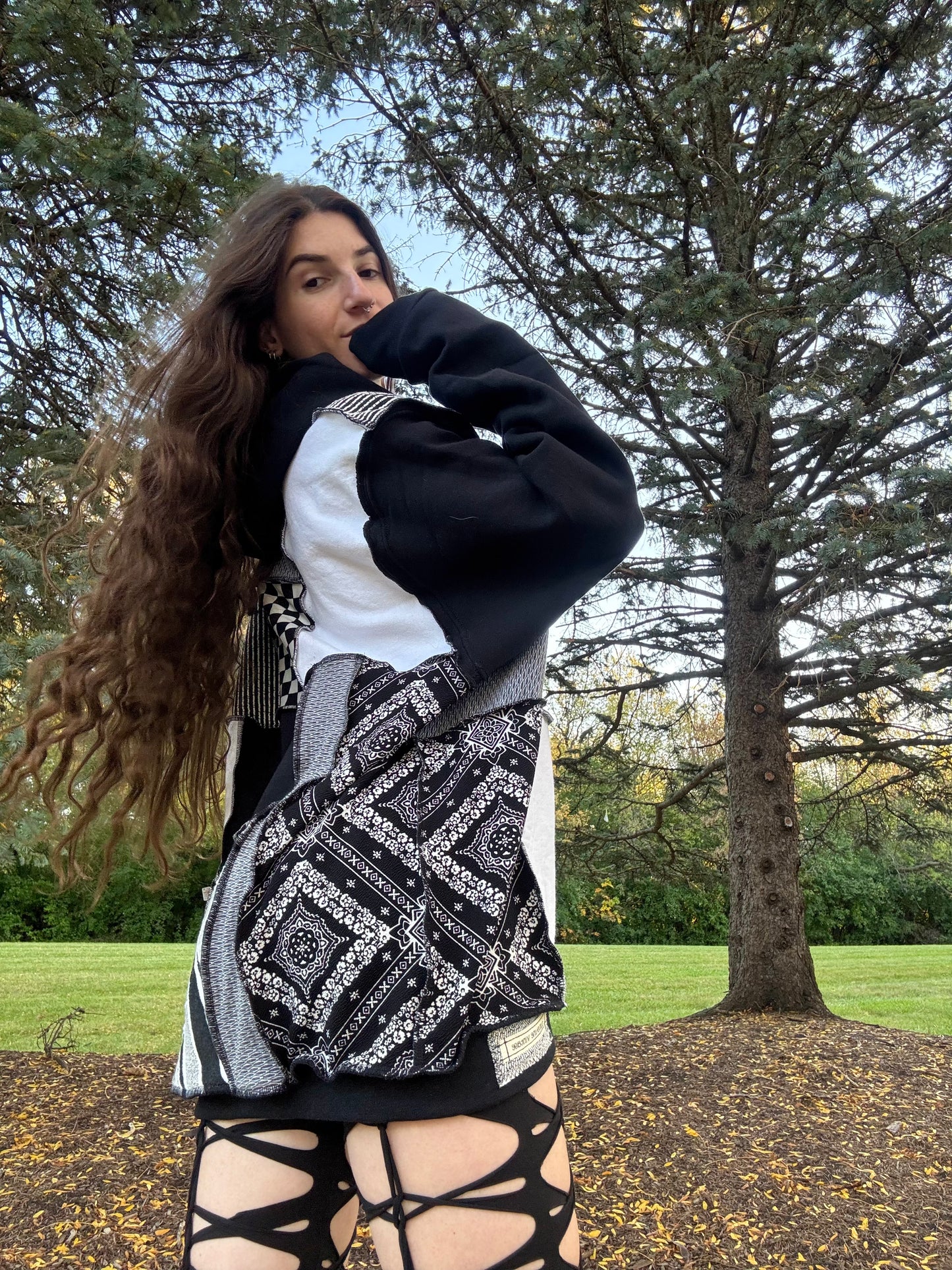 MONOCHROME PATCHWORK HOODIE