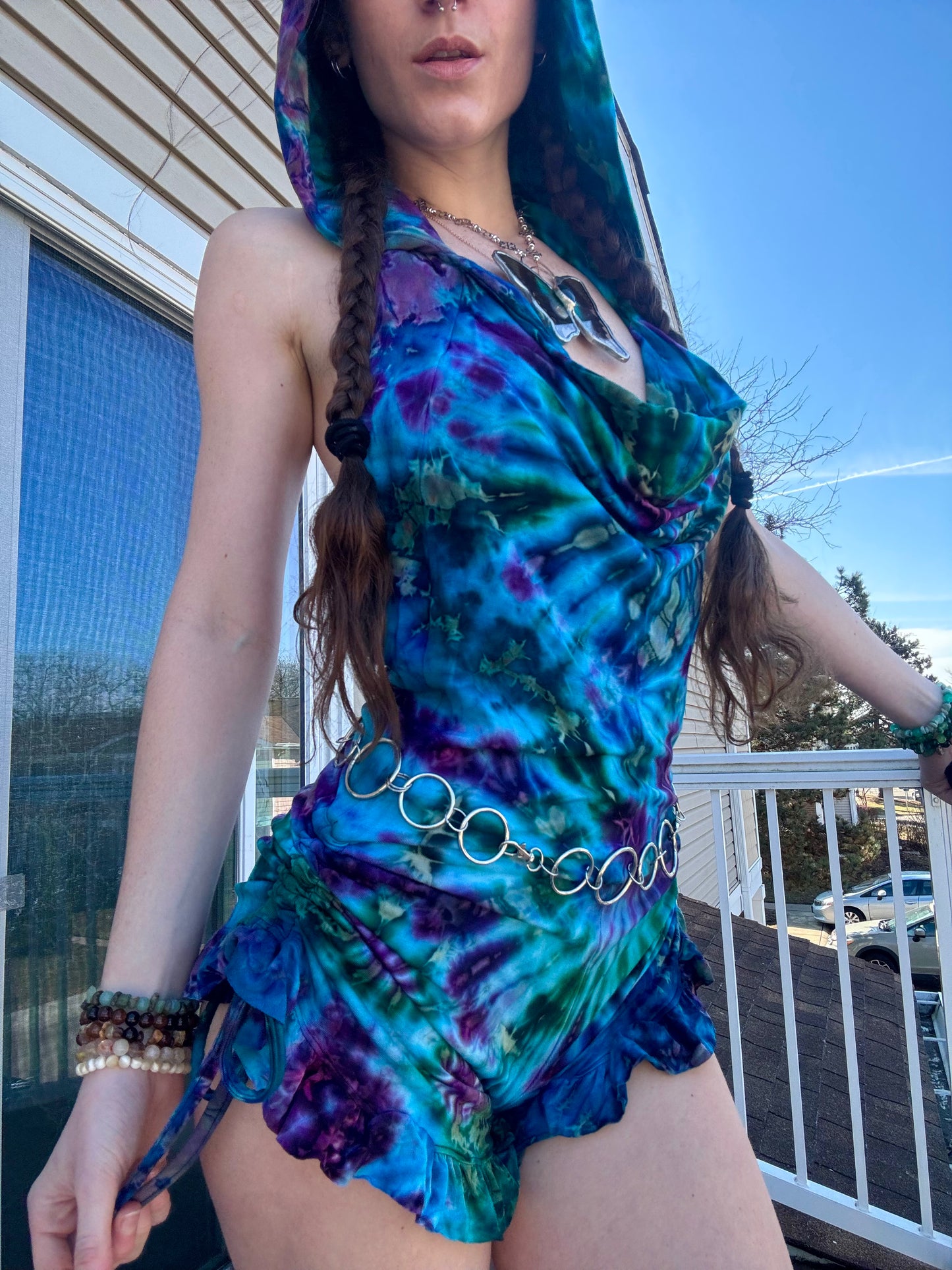 HOODED TIE DYE ROMPER