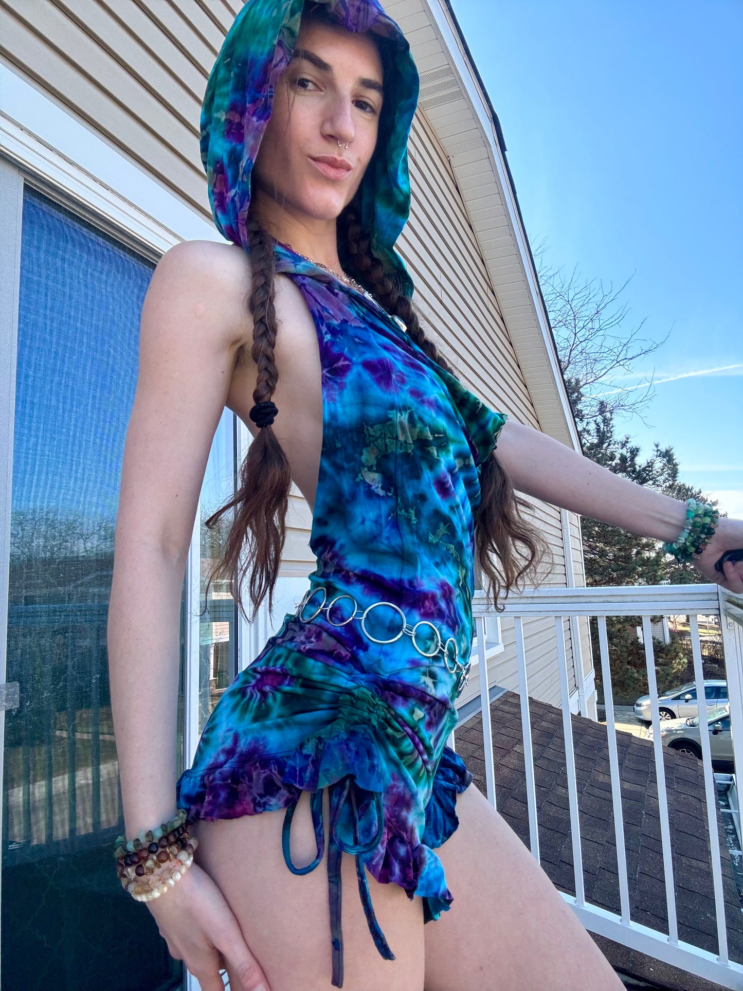 HOODED TIE DYE ROMPER