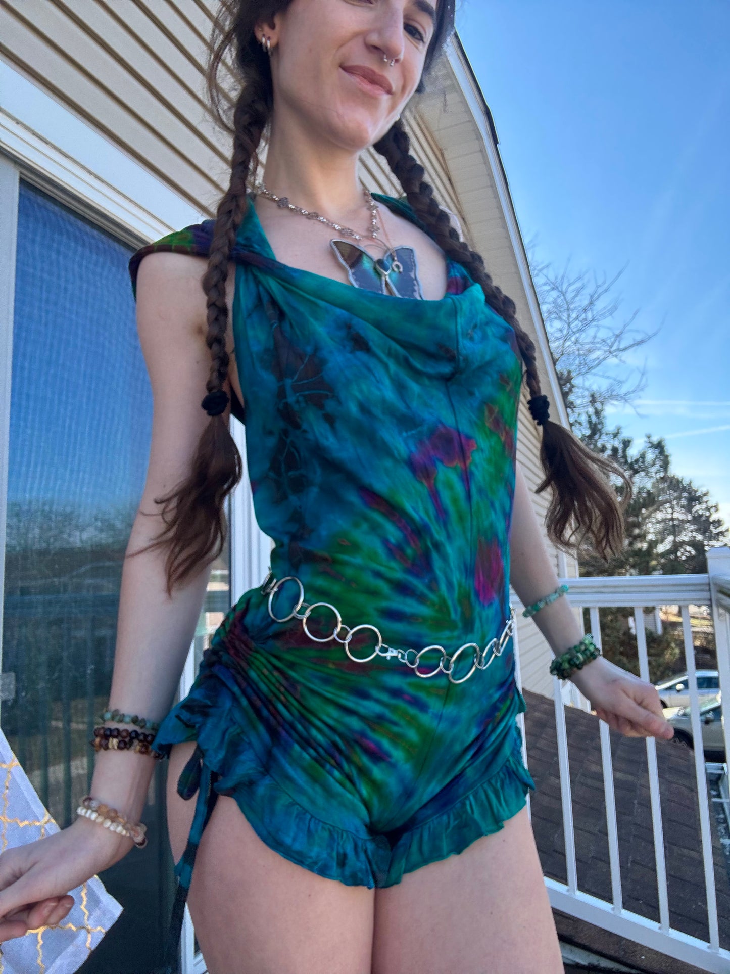 HOODED TIE DYE ROMPER