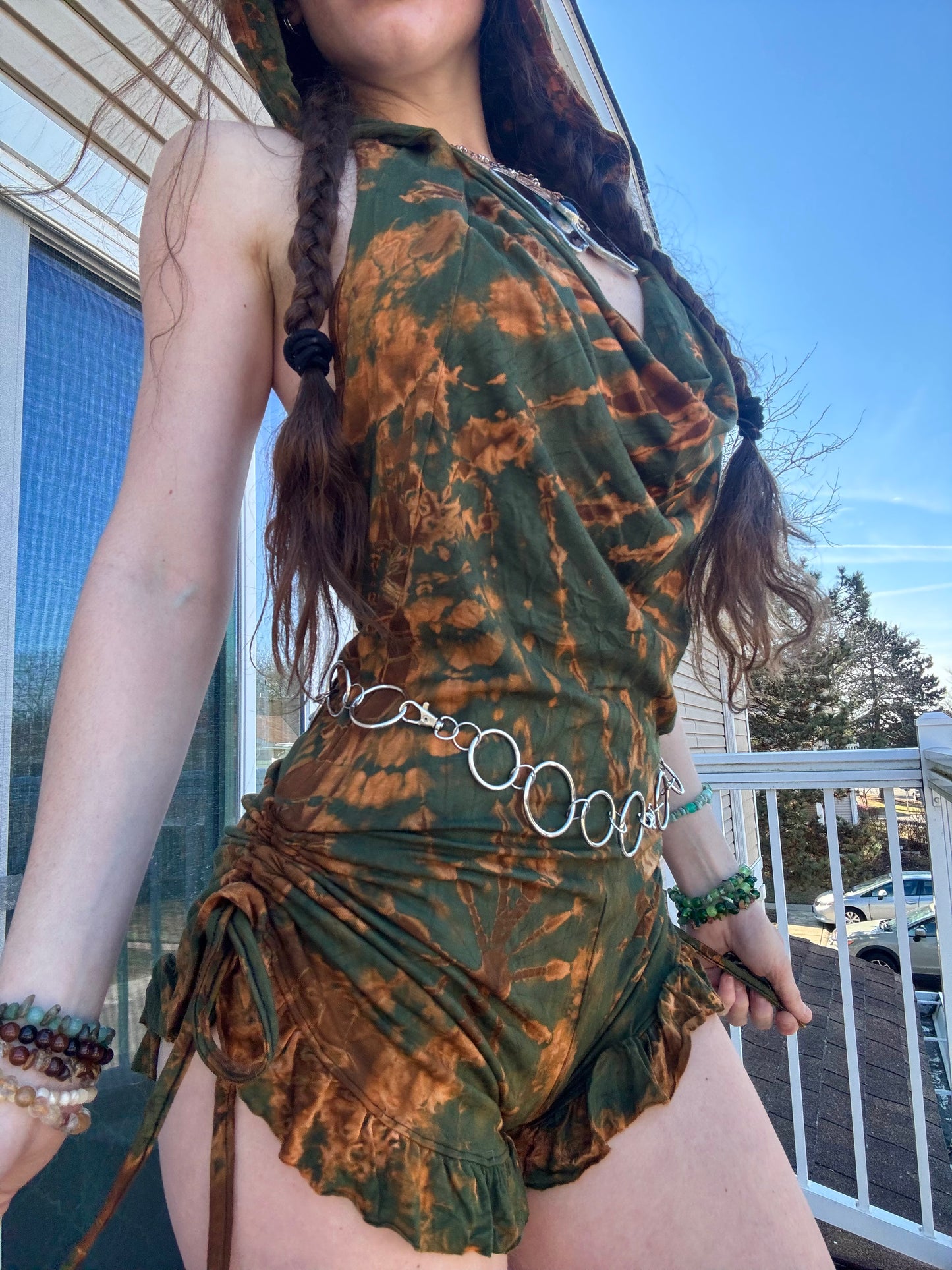 HOODED TIE DYE ROMPER