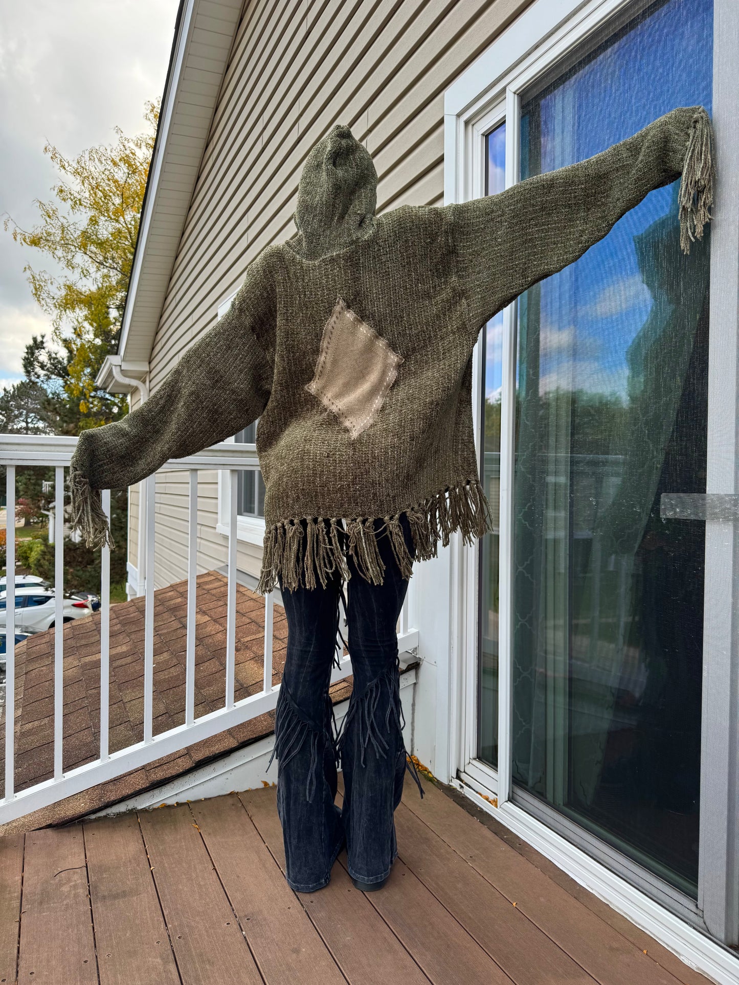 GREEN KNITTED UPCYCLED SWIRL HOODIE