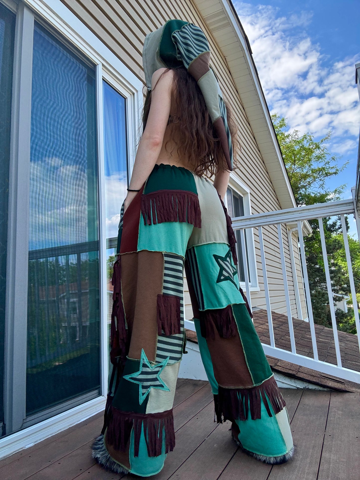 PATCHWORK PANTS SET - 3 piece fringe set