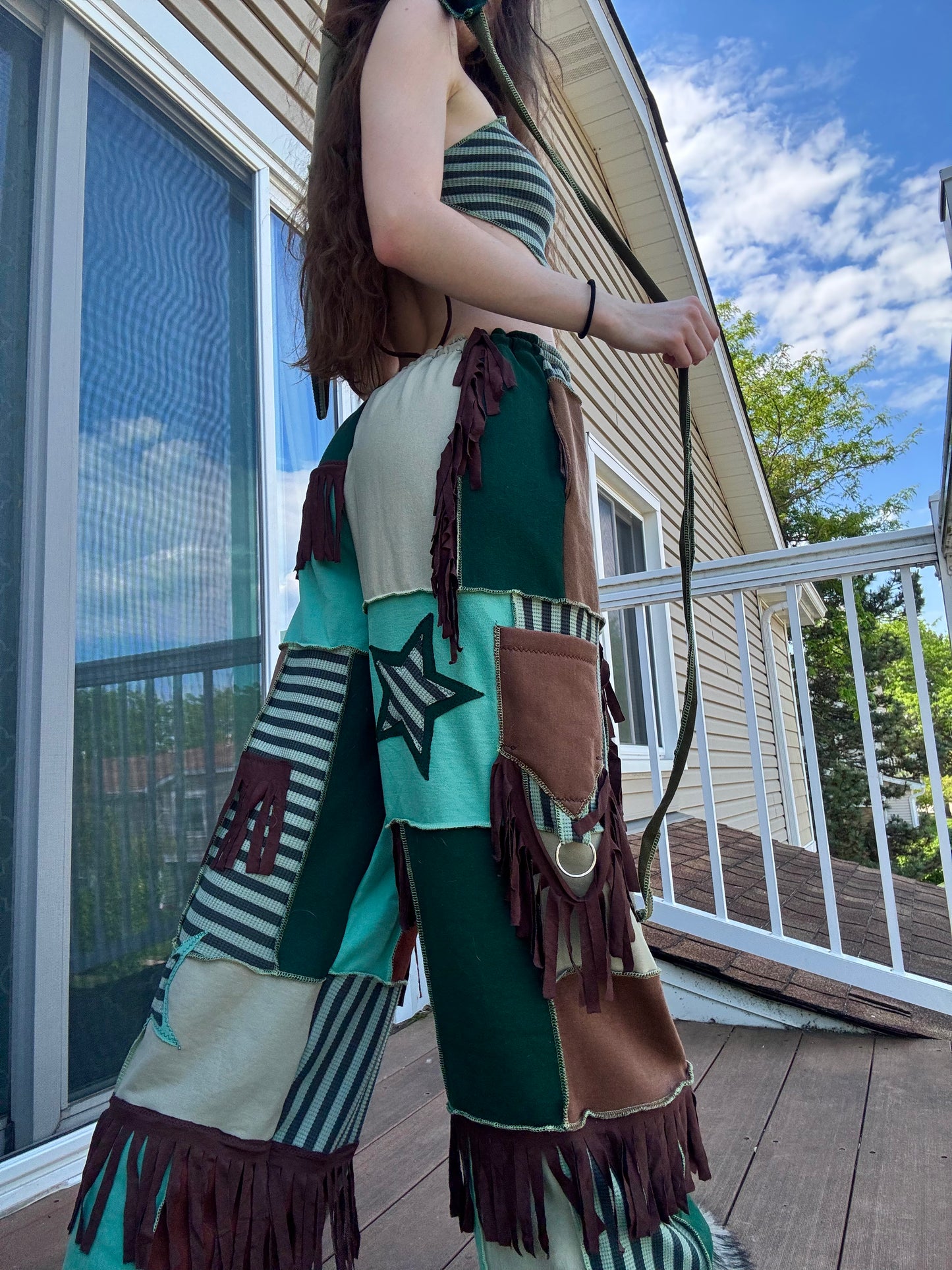 PATCHWORK PANTS SET - 3 piece fringe set