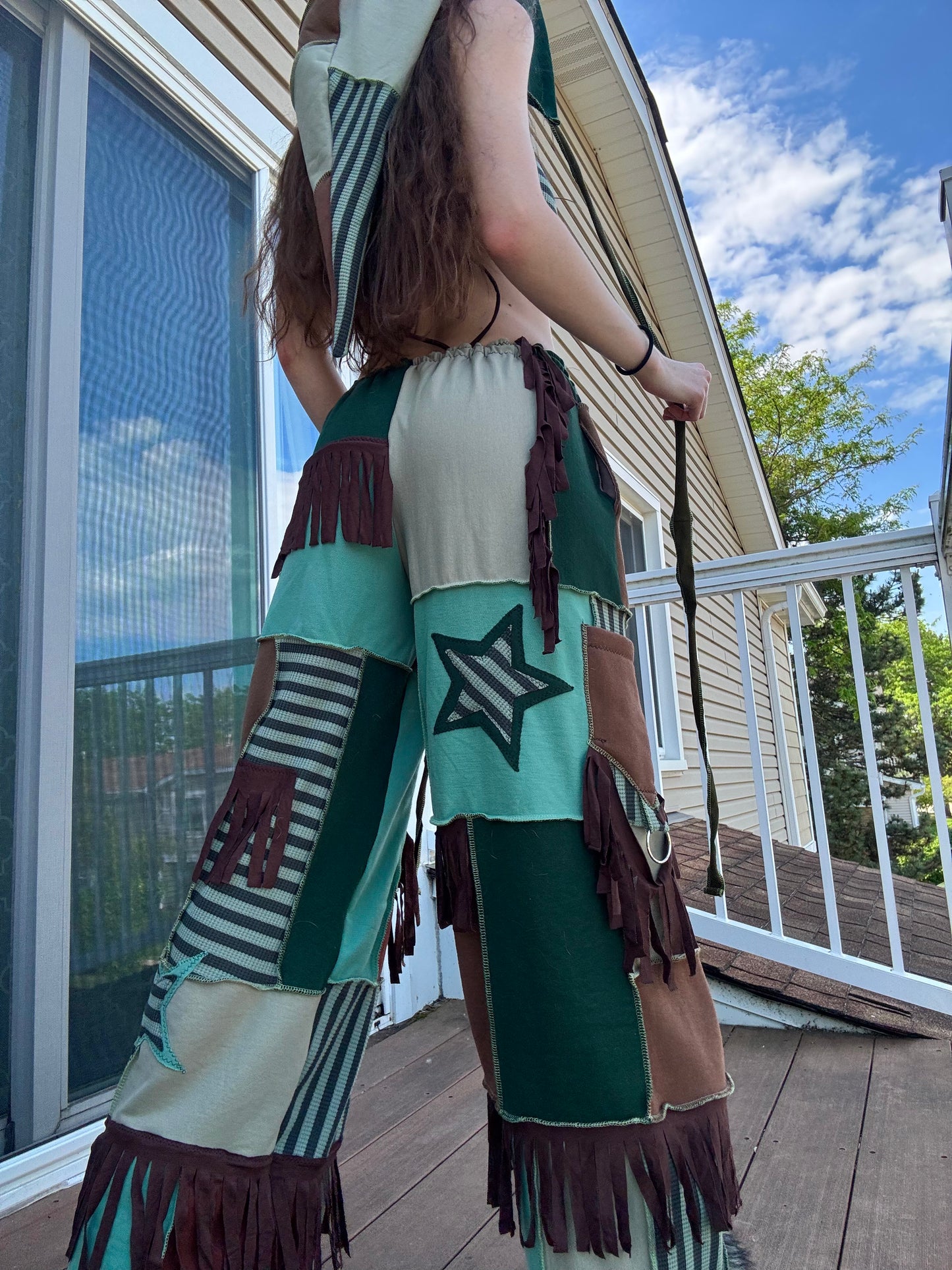 PATCHWORK PANTS SET - 3 piece fringe set