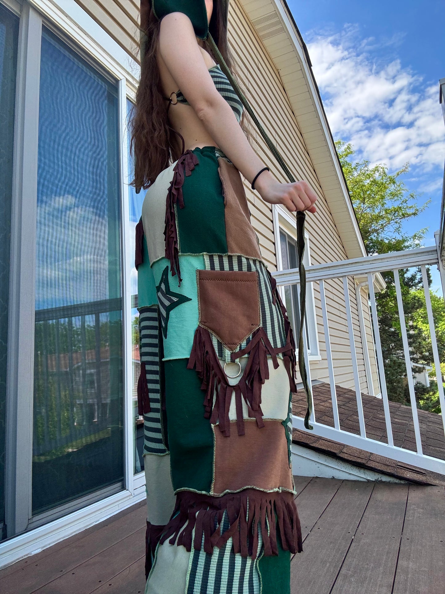 PATCHWORK PANTS SET - 3 piece fringe set