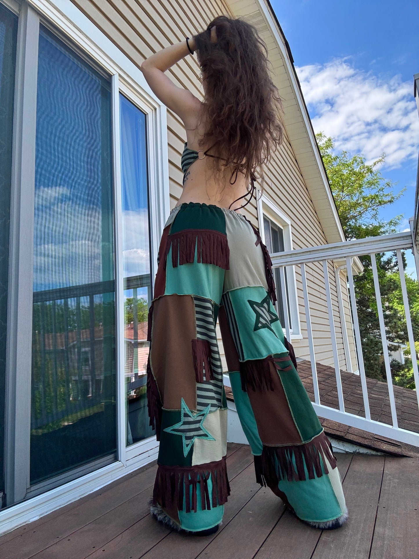 PATCHWORK PANTS SET - 3 piece fringe set