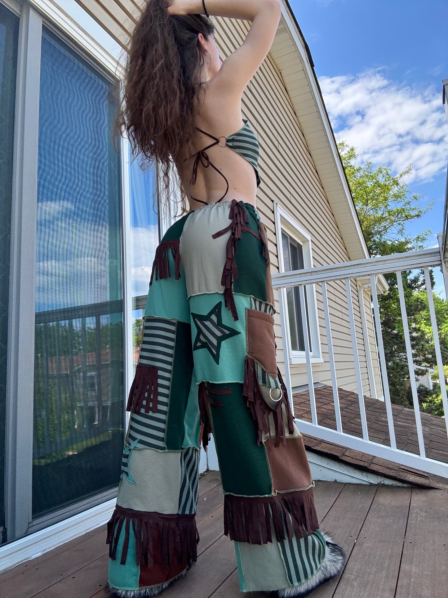 PATCHWORK PANTS SET - 3 piece fringe set