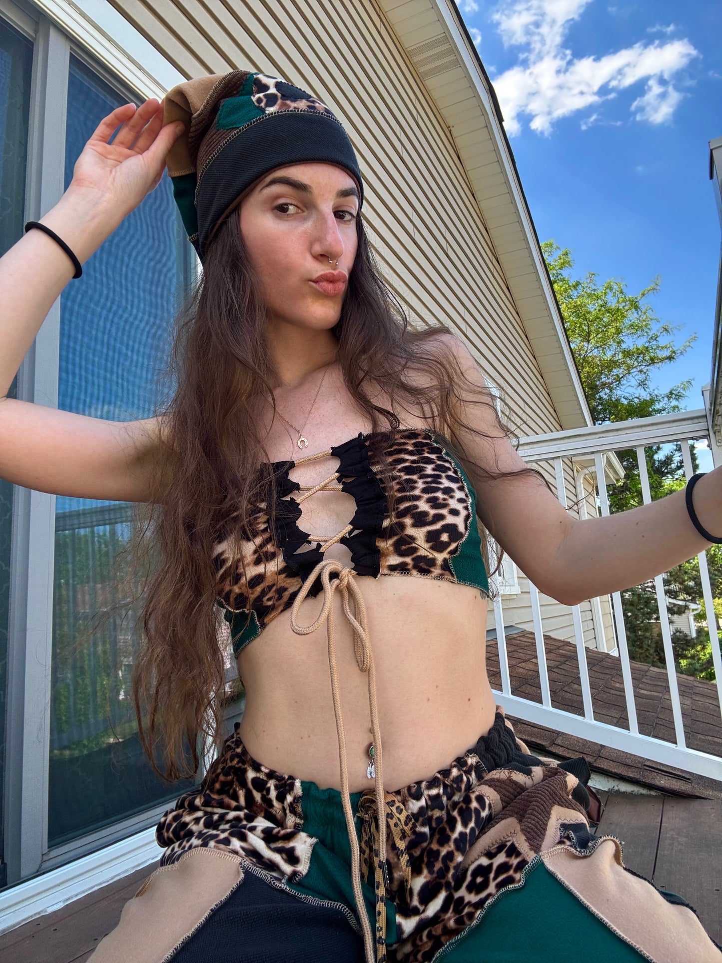PATCHWORK PANTS SET - 3 piece jungle leopard set