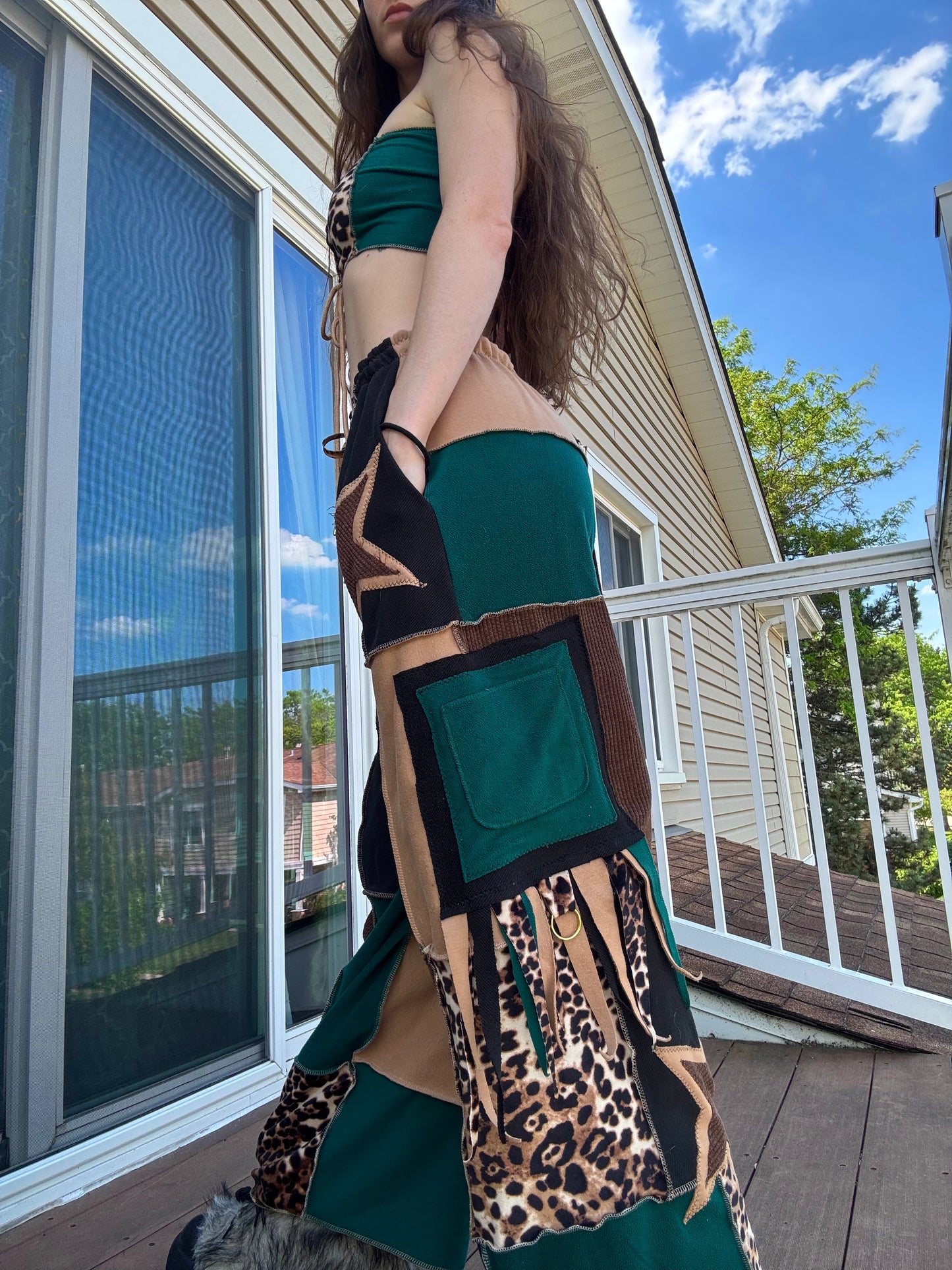 PATCHWORK PANTS SET - 3 piece jungle leopard set