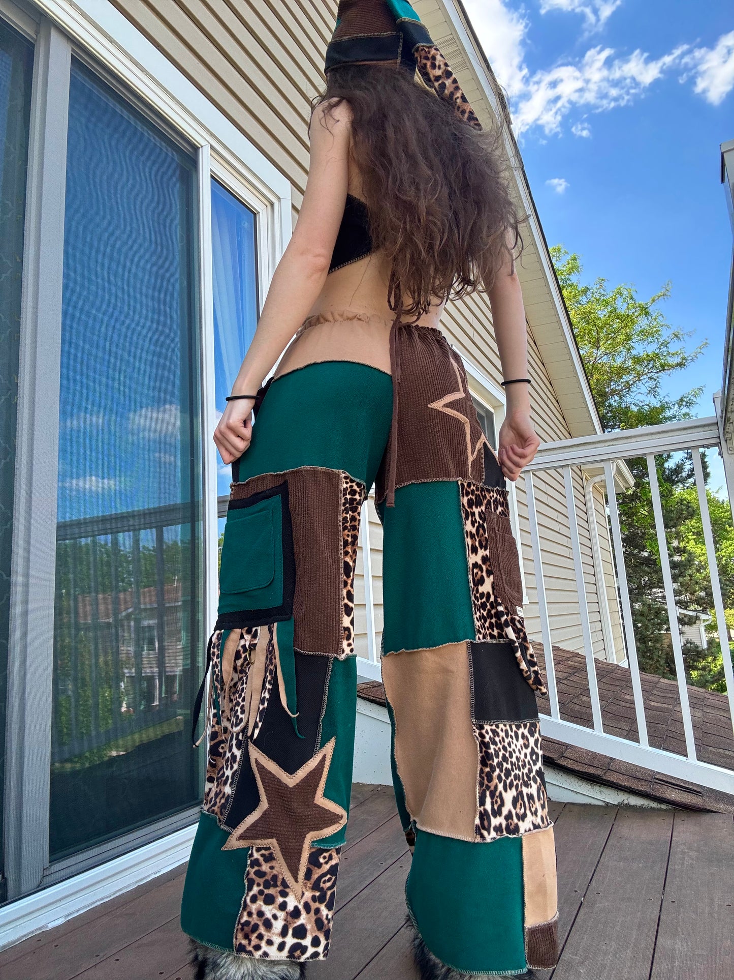 PATCHWORK PANTS SET - 3 piece jungle leopard set