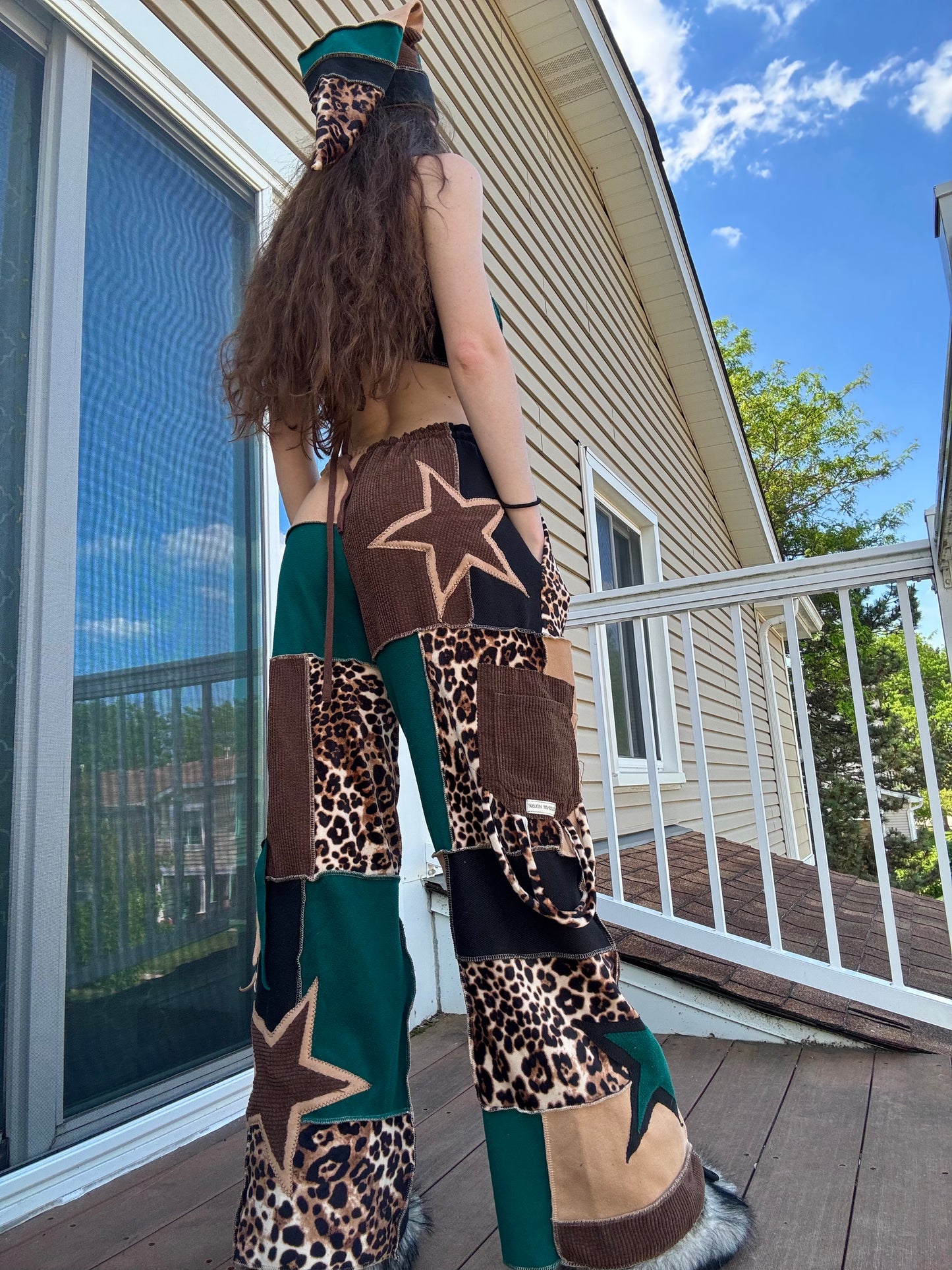 PATCHWORK PANTS SET - 3 piece jungle leopard set