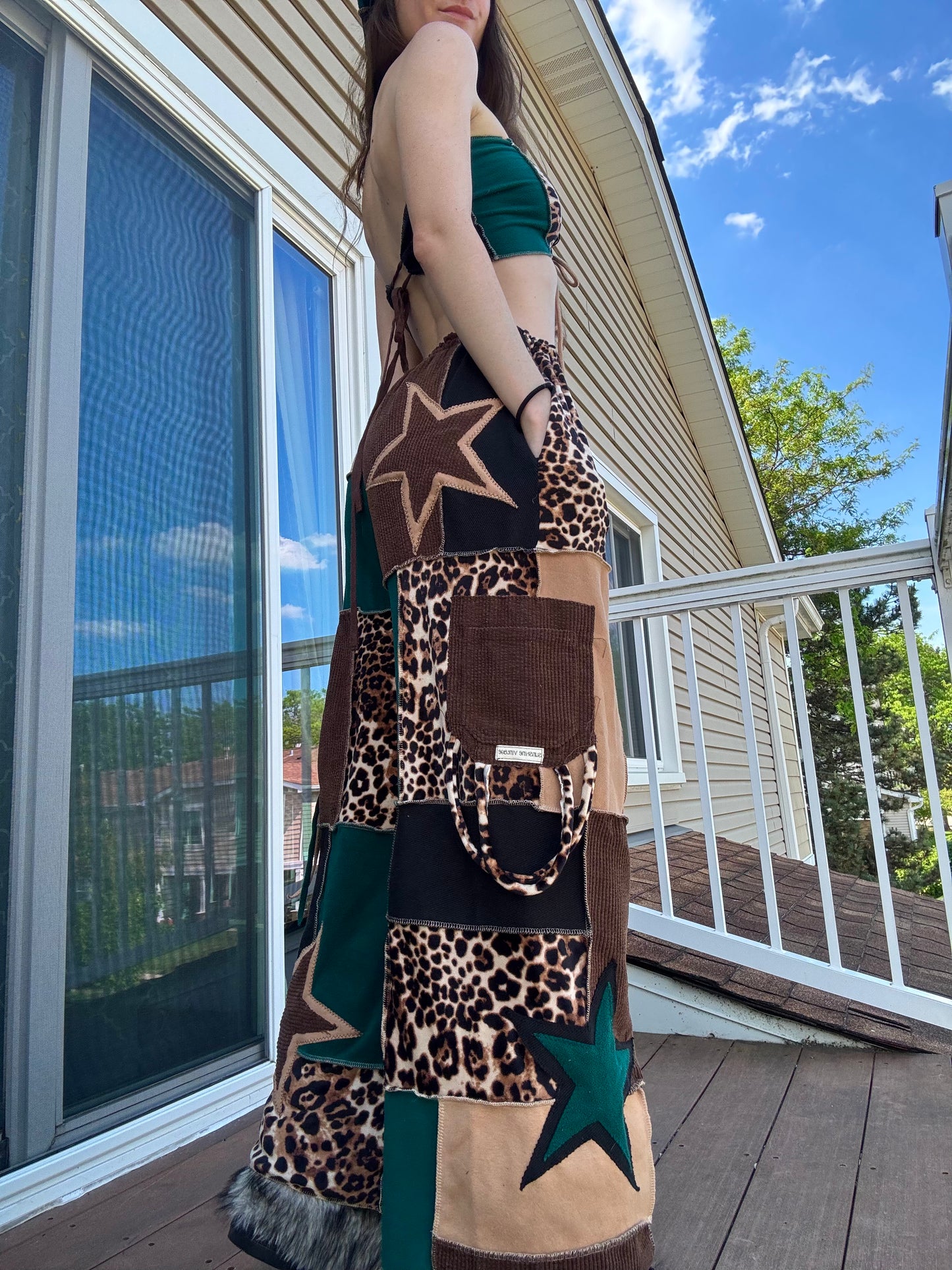 PATCHWORK PANTS SET - 3 piece jungle leopard set