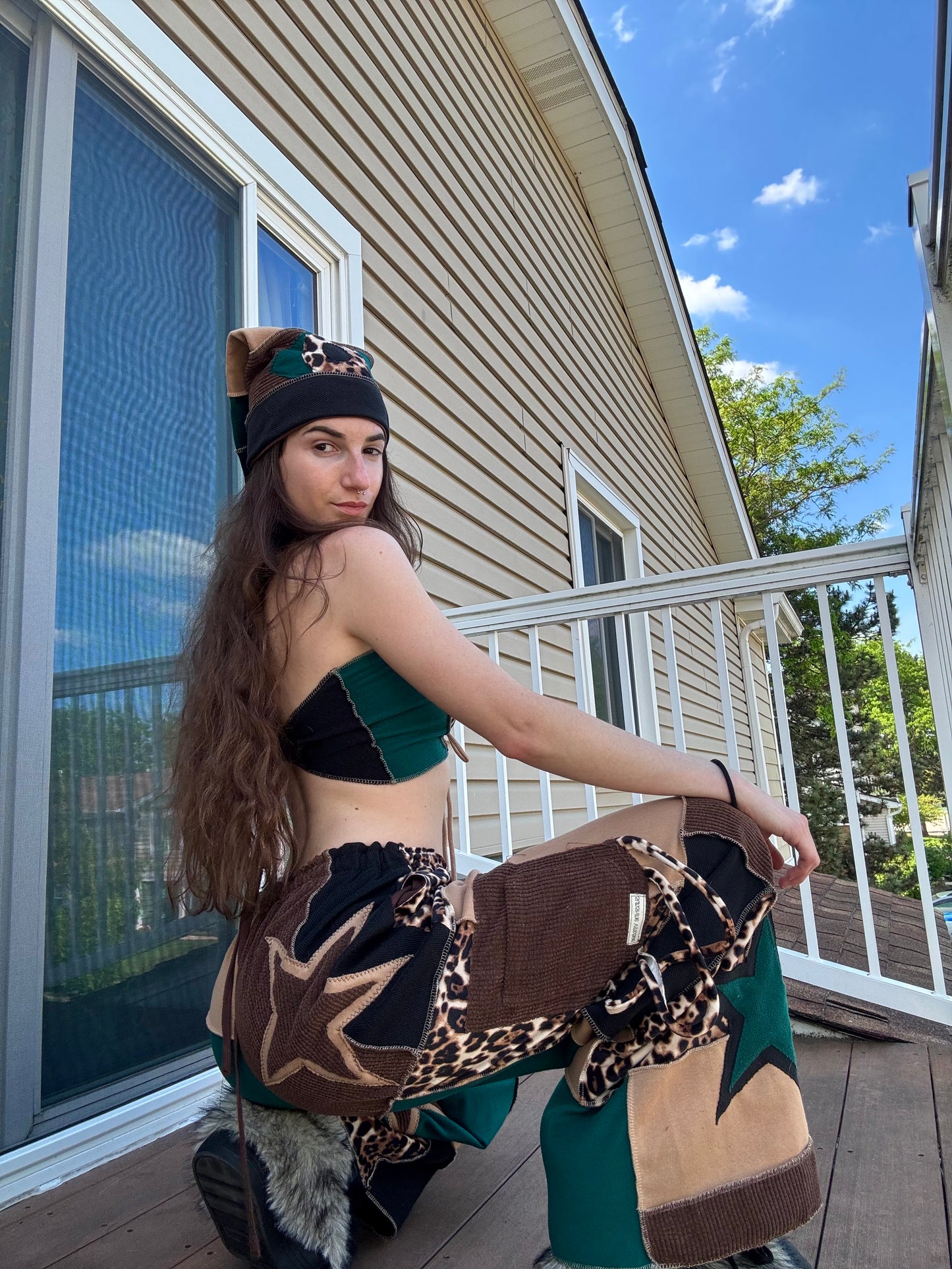 PATCHWORK PANTS SET - 3 piece jungle leopard set