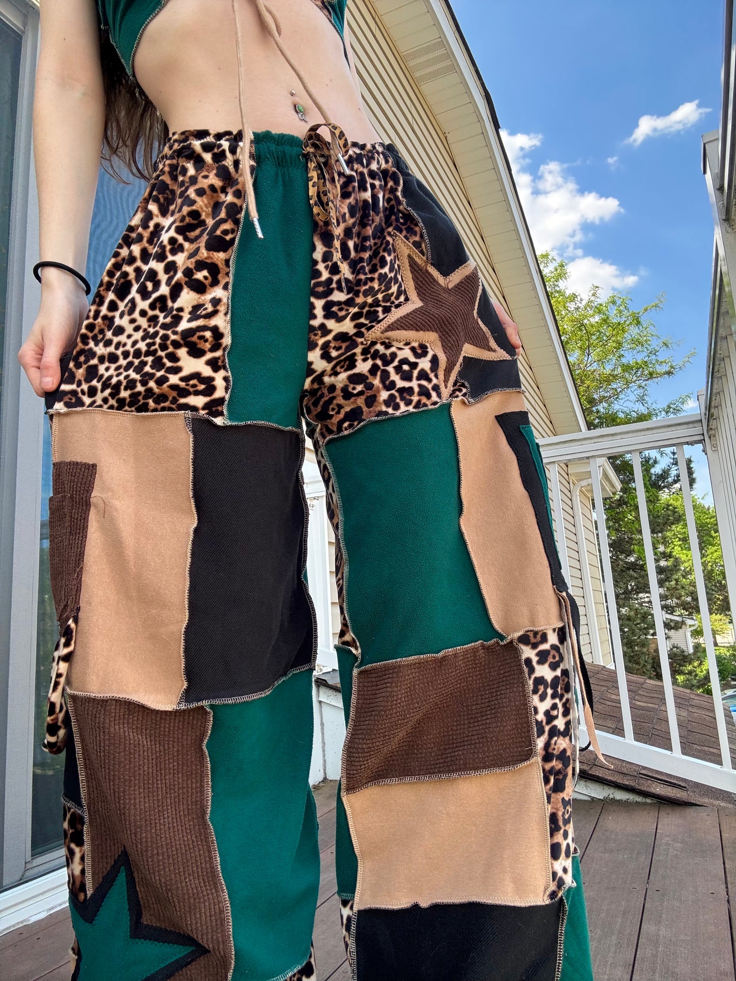 PATCHWORK PANTS SET - 3 piece jungle leopard set