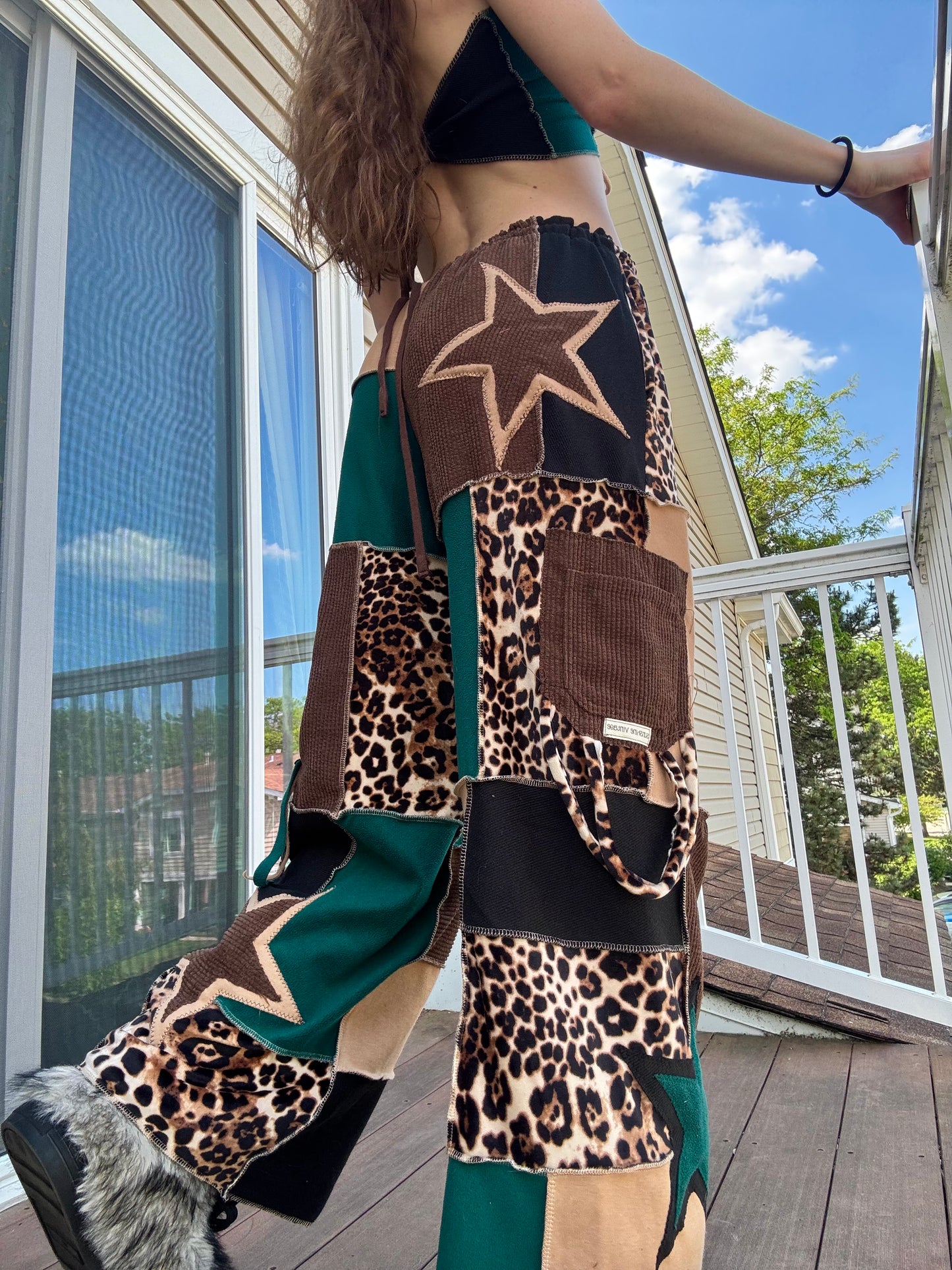 PATCHWORK PANTS SET - 3 piece jungle leopard set