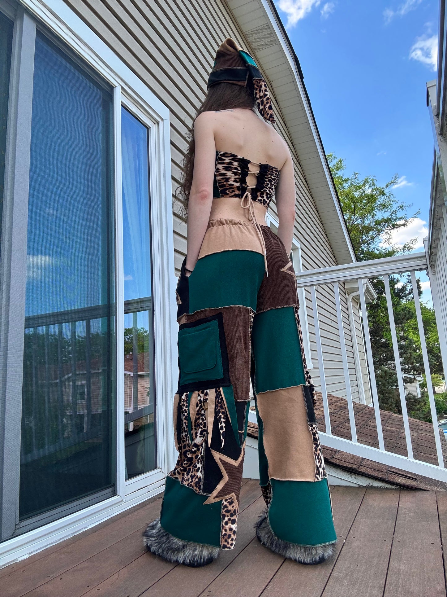 PATCHWORK PANTS SET - 3 piece jungle leopard set