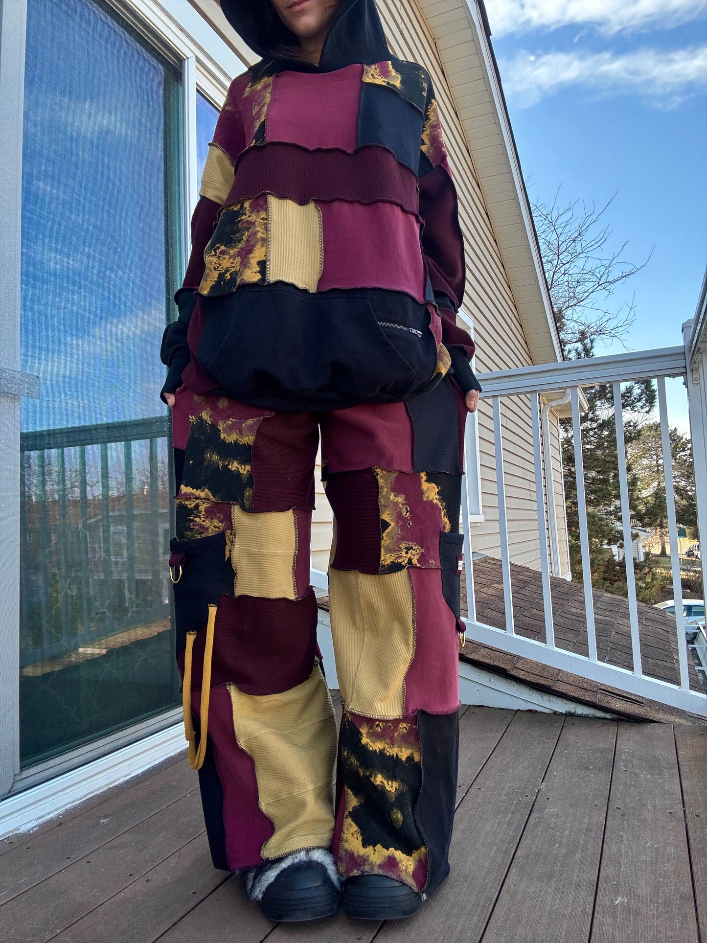 MARS UPCYCLED HOODIE + PANTS PATCHWORK SET