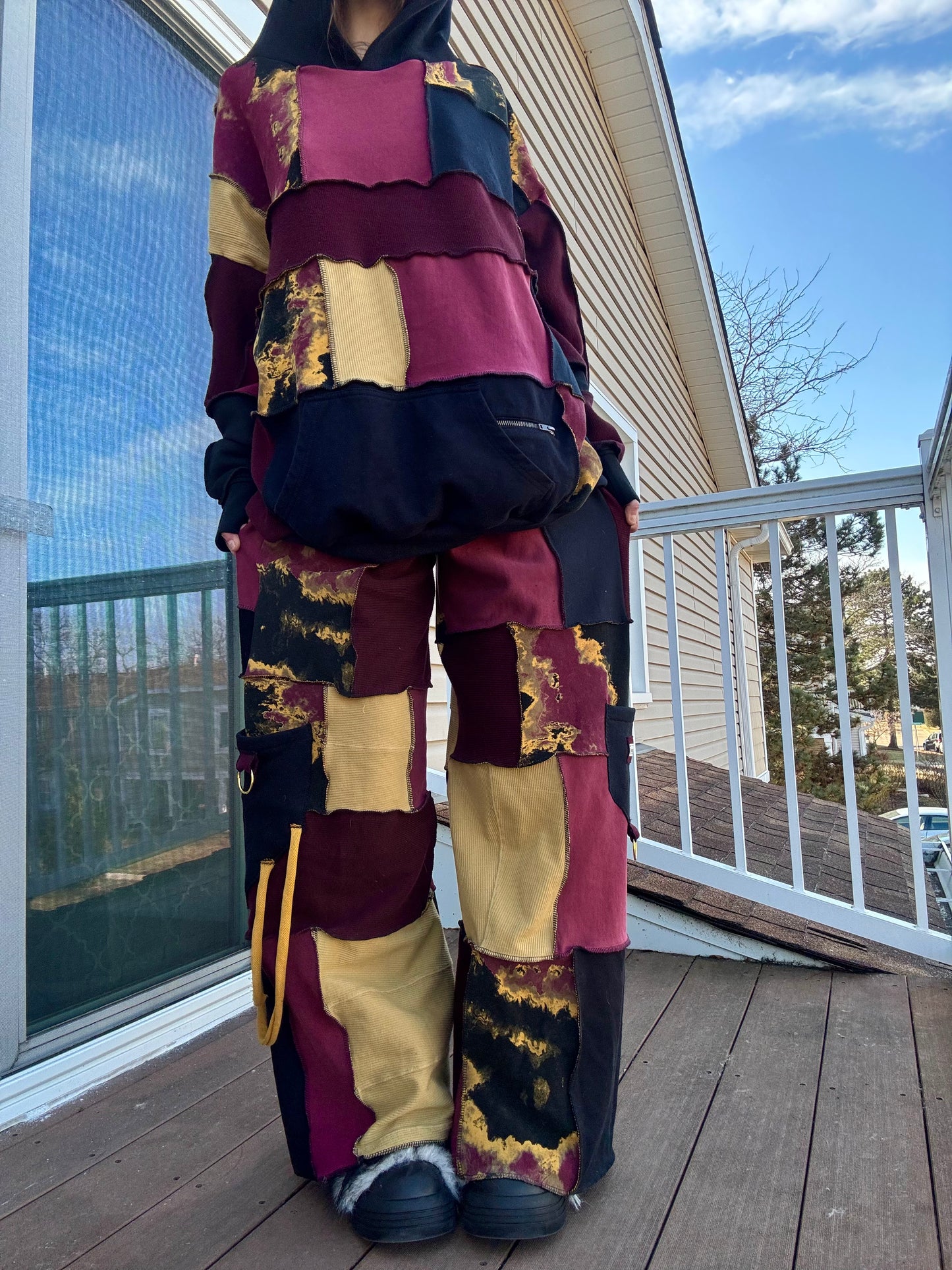 MARS UPCYCLED HOODIE + PANTS PATCHWORK SET