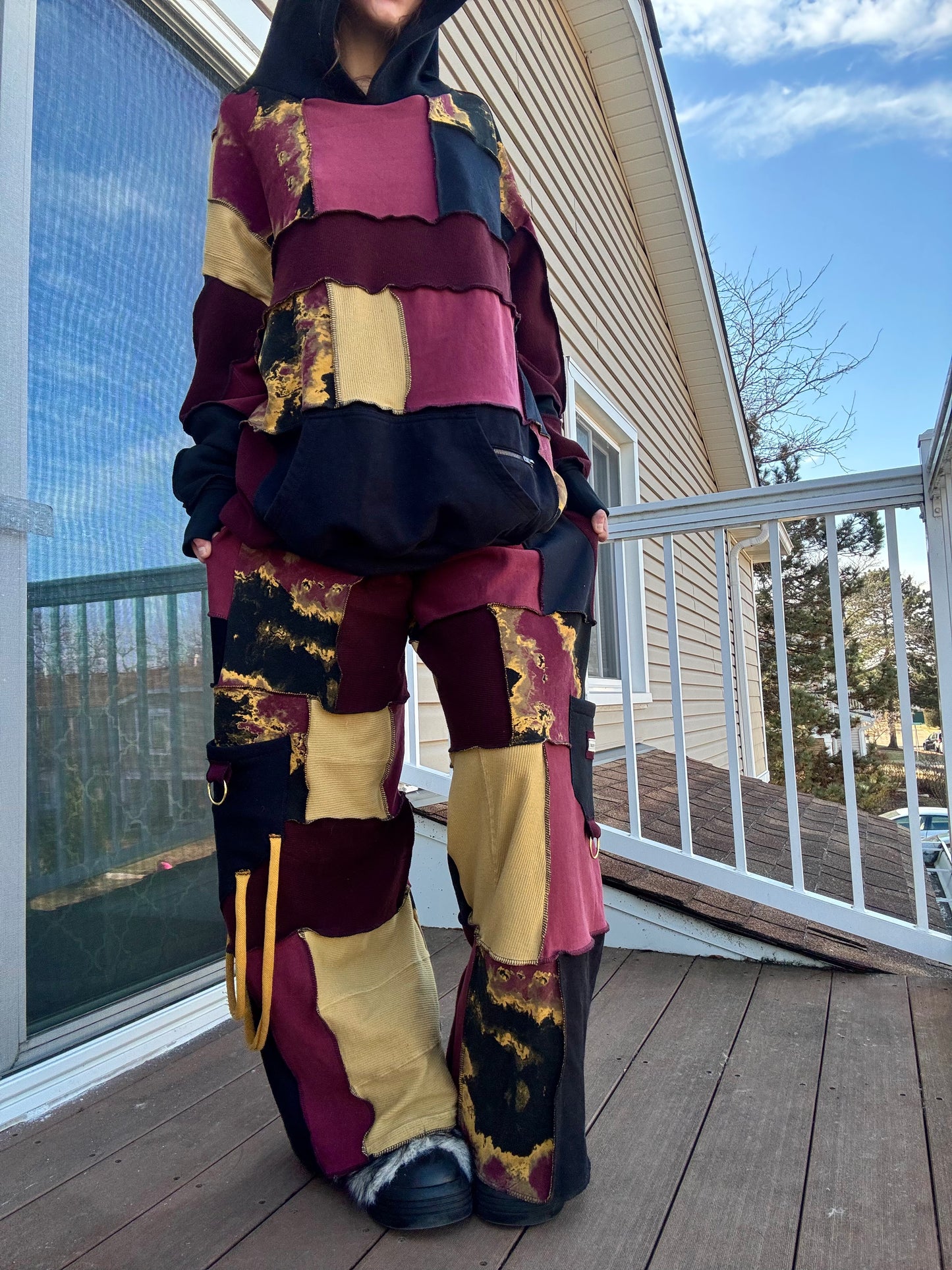 MARS UPCYCLED HOODIE + PANTS PATCHWORK SET