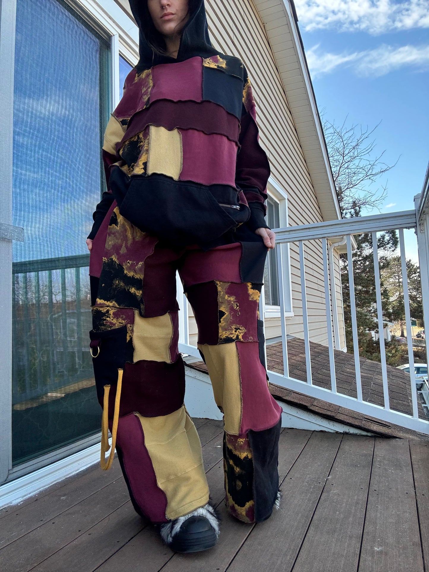 MARS UPCYCLED HOODIE + PANTS PATCHWORK SET
