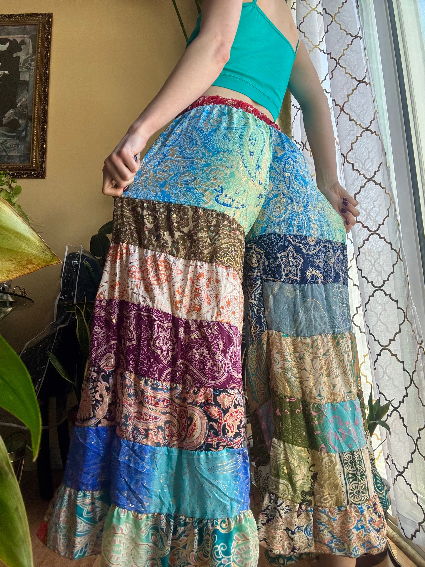 LIGHT BLUE FUNKY WIDE LEG BOHO PANTS