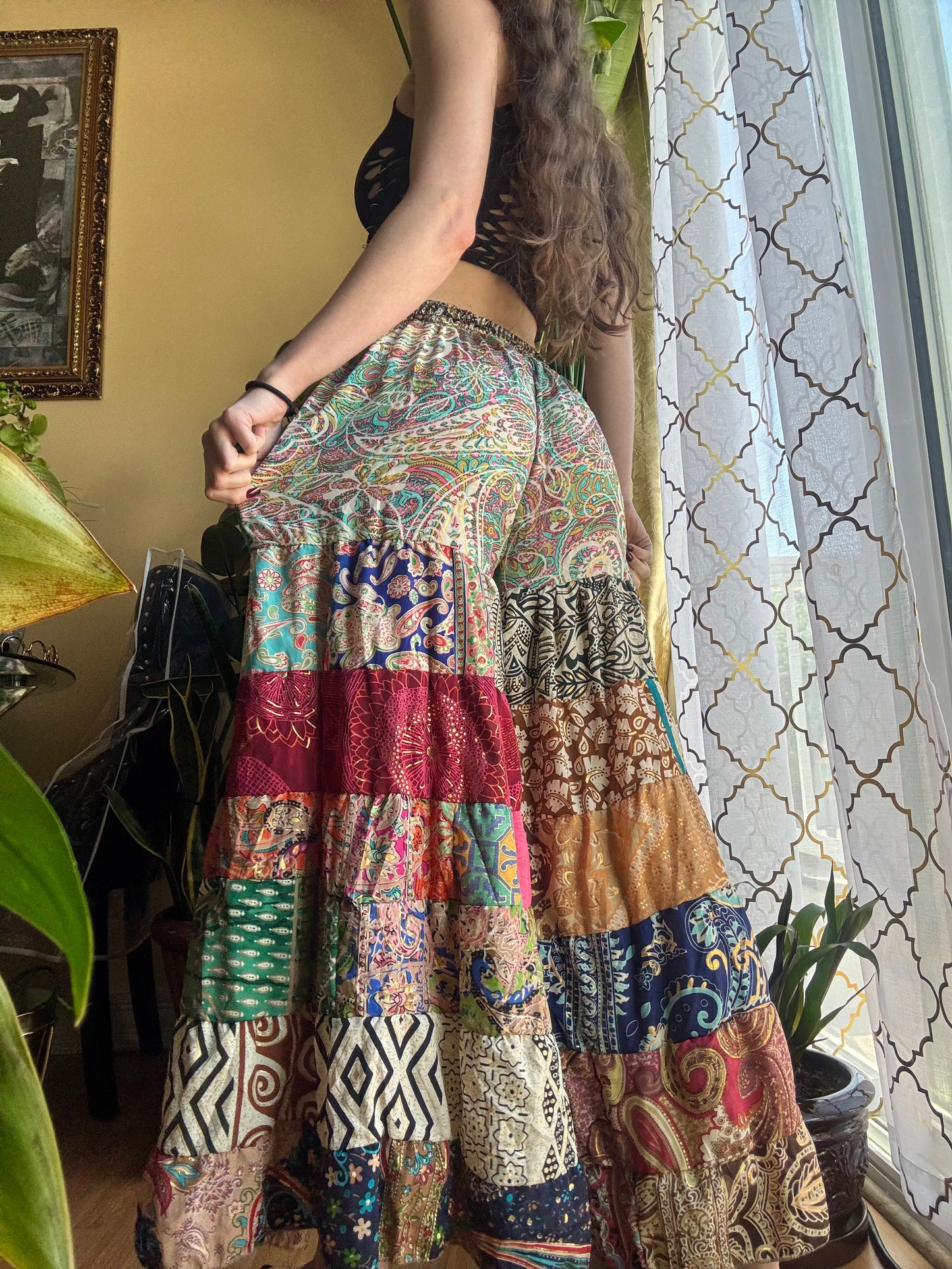 BRIGHT CORAL FUNKY WIDE LEG BOHO PANTS