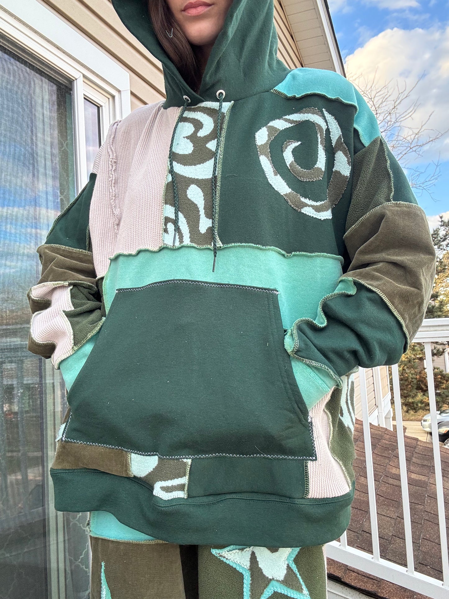 UPCYCLED PATCHWORK HOODIE - SWIRLY BUTTERFLY